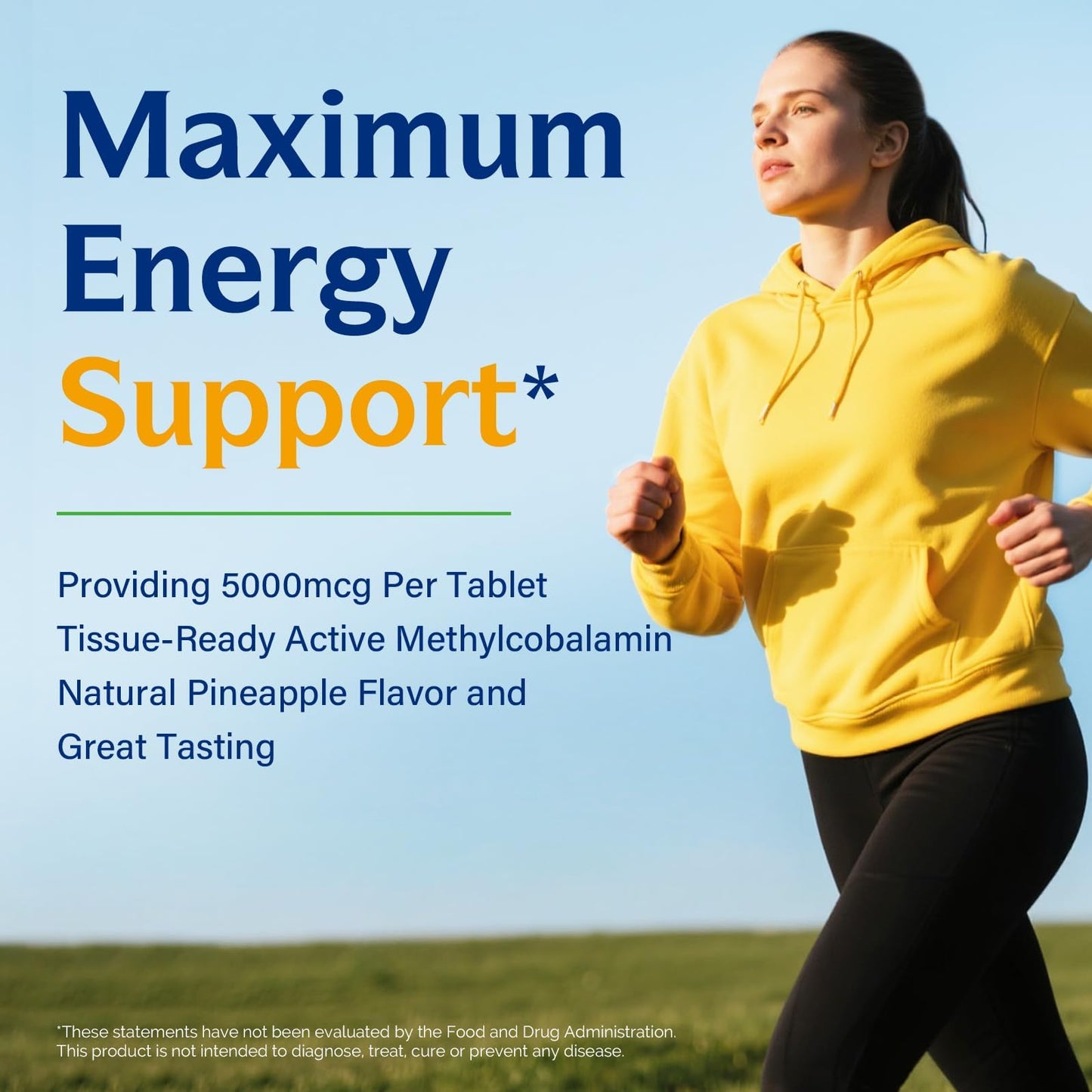 Innate Vitality Vitamin B12 5000mcg Methylcobalamin Sublingual Tablets, Pineapple Flavor, 90 Tablets