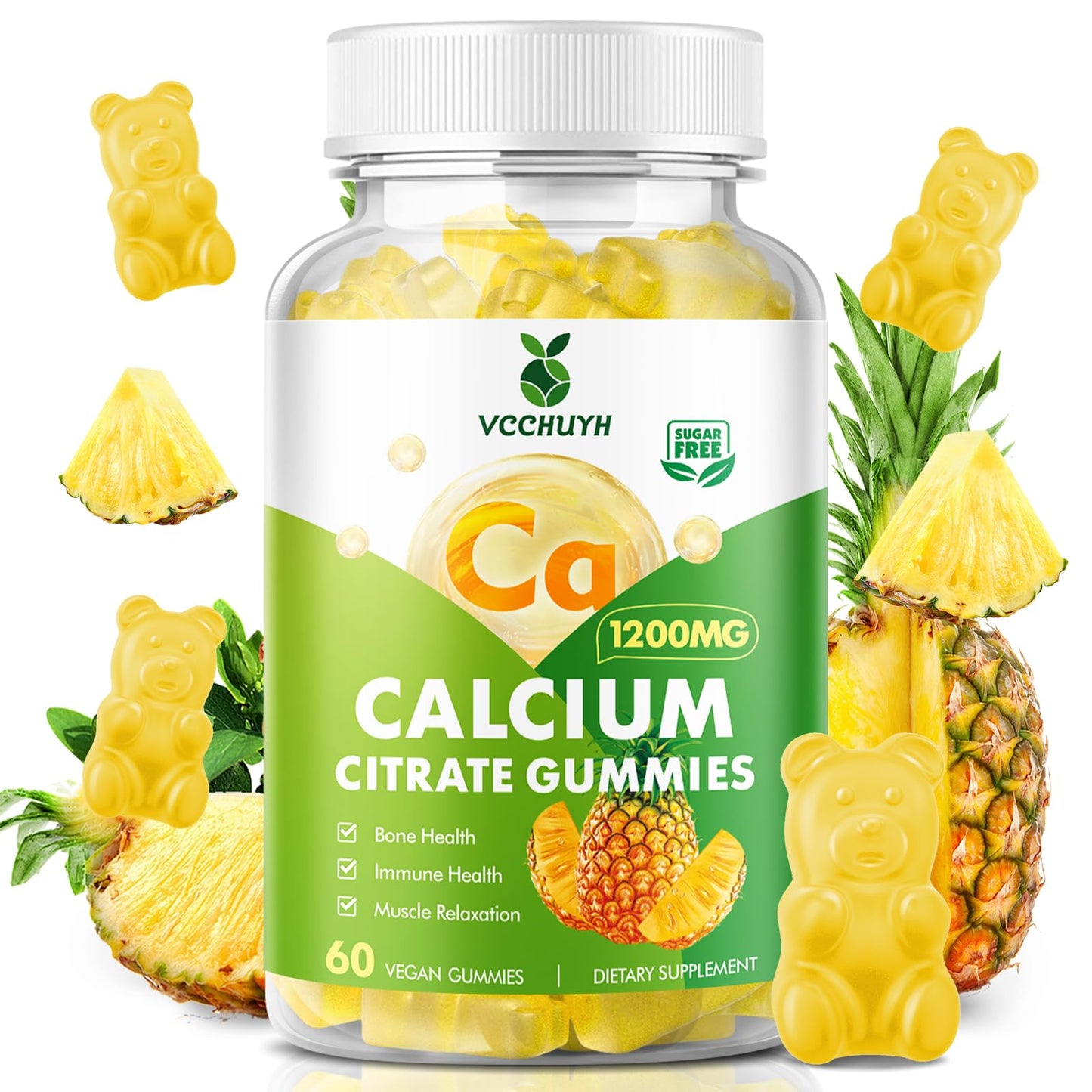 VCCHUYH Calcium Citrate Gummies 1200 mg 60 Count