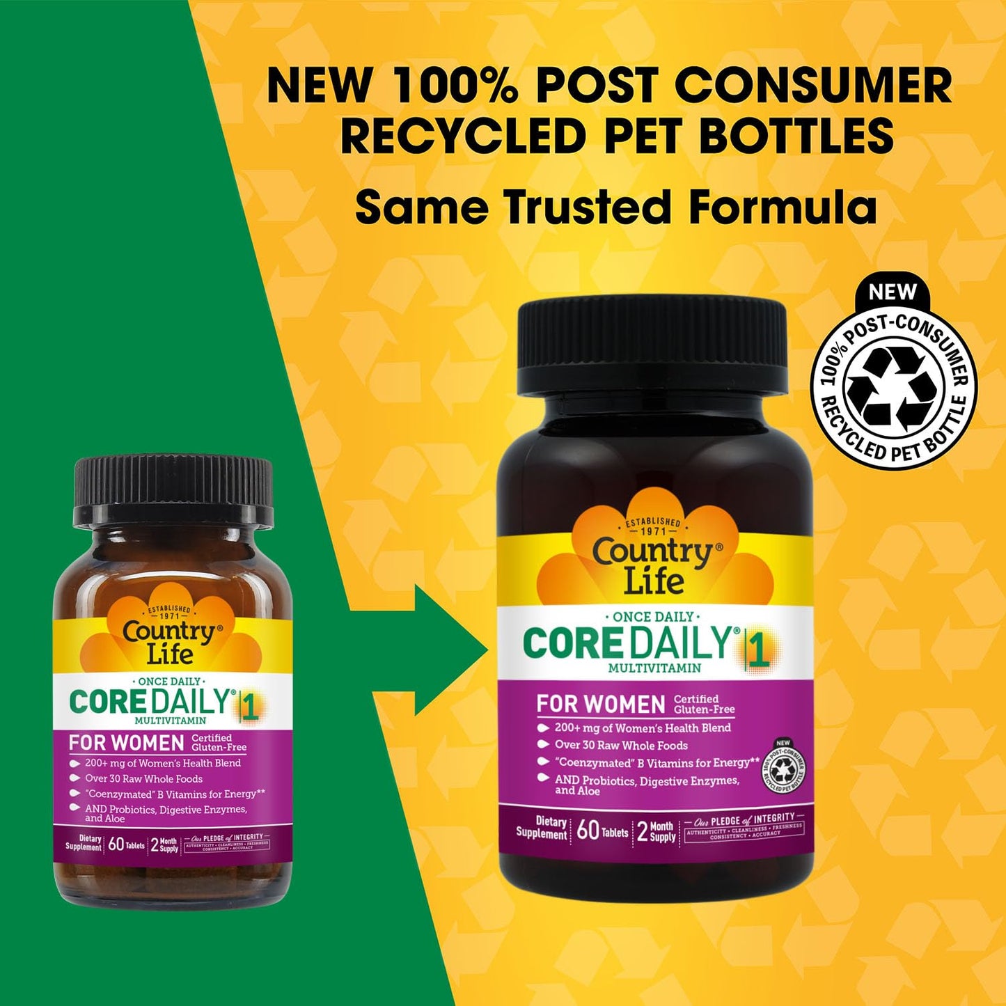 Country Life Women’s Core 1 Daily Multivitamin with Iron, Cranberry, Probiotics, and Digestive Enzymes-Certified Gluten-Free Formula for Energy, Immune Support and Complete Digestive Health, 60 Tablets