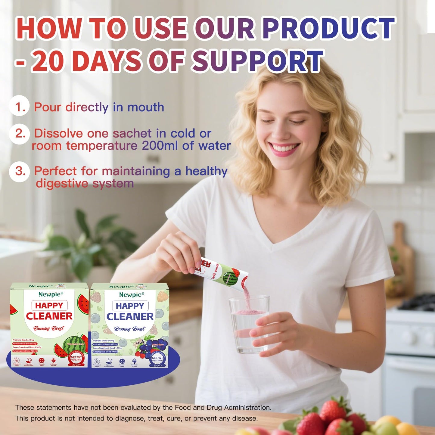 Blltzzz Newpie Superfoods Happy Cleaner Probiotic Powder, 3.18 Ounce