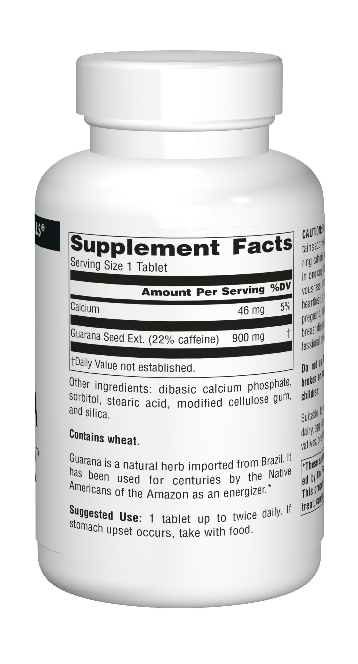 Source Naturals Guarana Energizer 900 mg Caffeine and Energy, Tablet, 200 Tablets