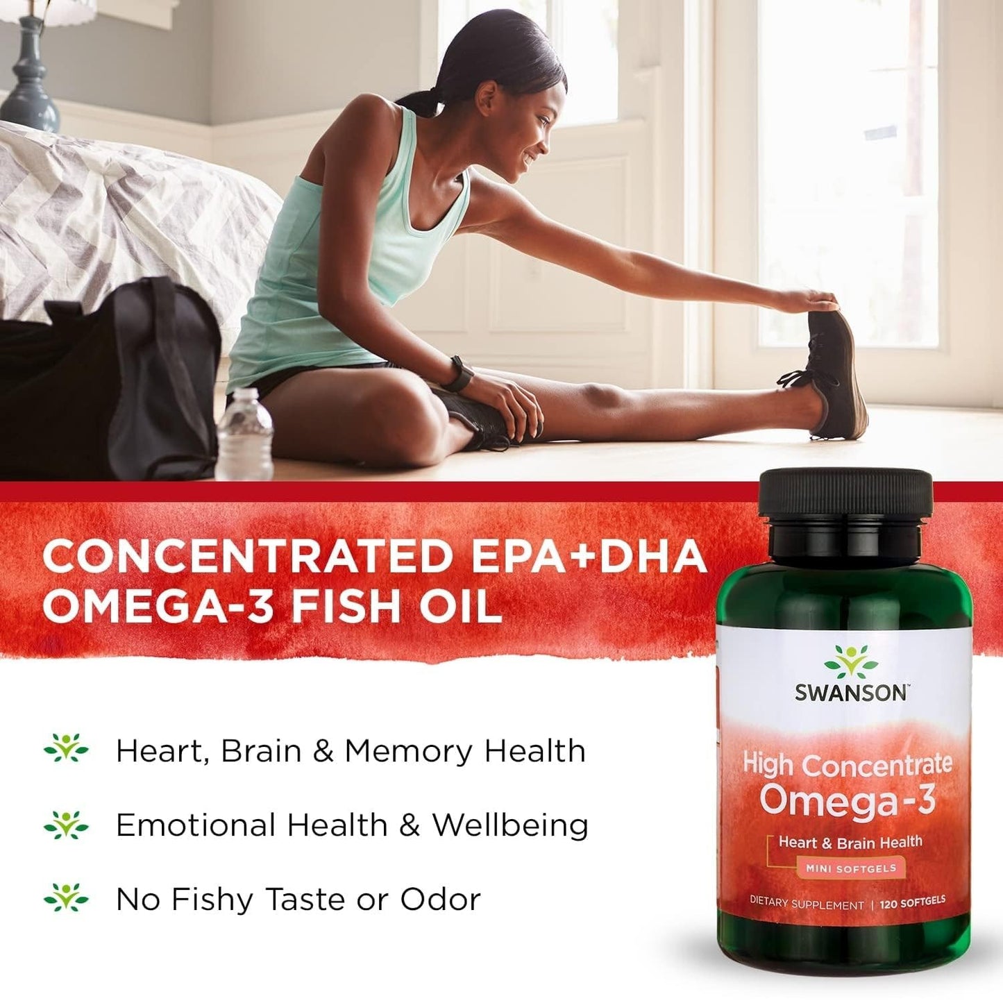 Swanson High Concentrate Omega-3 Fish Oil Softgels, 360 Softgels