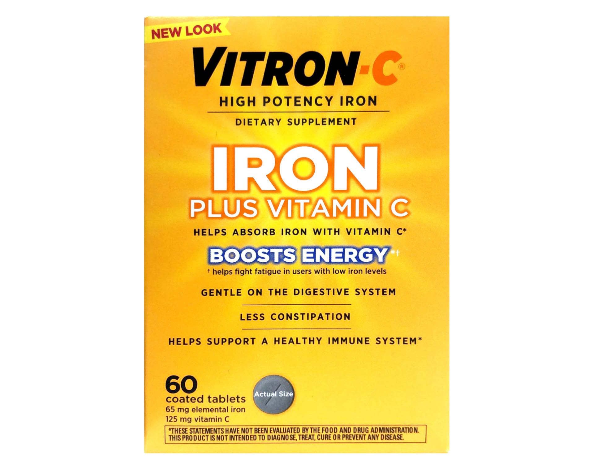 Vitron-C High Potency Iron Supplement Tablets 60 Count