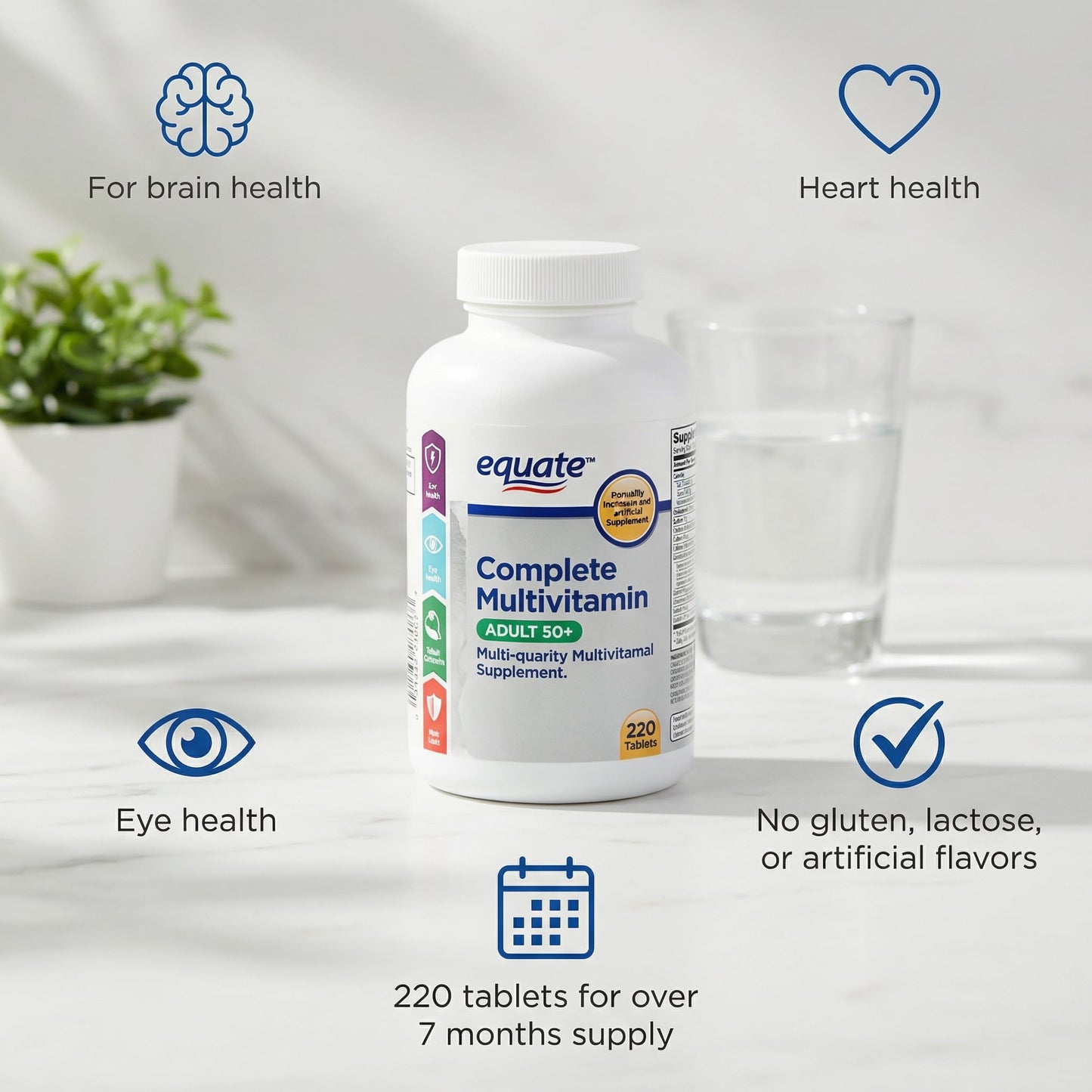 Generic Adult Multivitamin 50+ with Lutein & Lycopene, Iron Free Formula, 220 Tablets