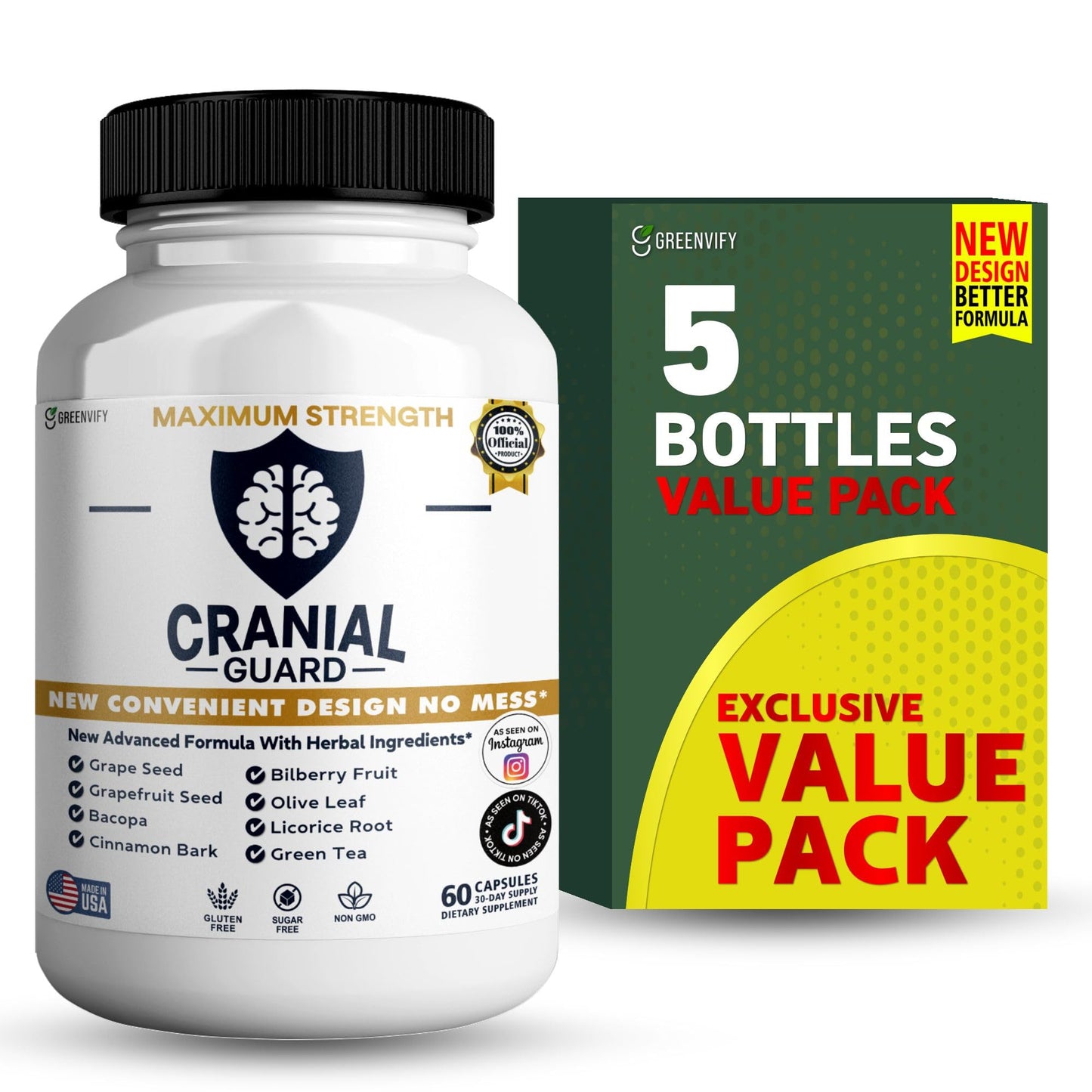 GREENVIFY Cranial Guard Maximum Strength Brain Support Supplement Capsules 300