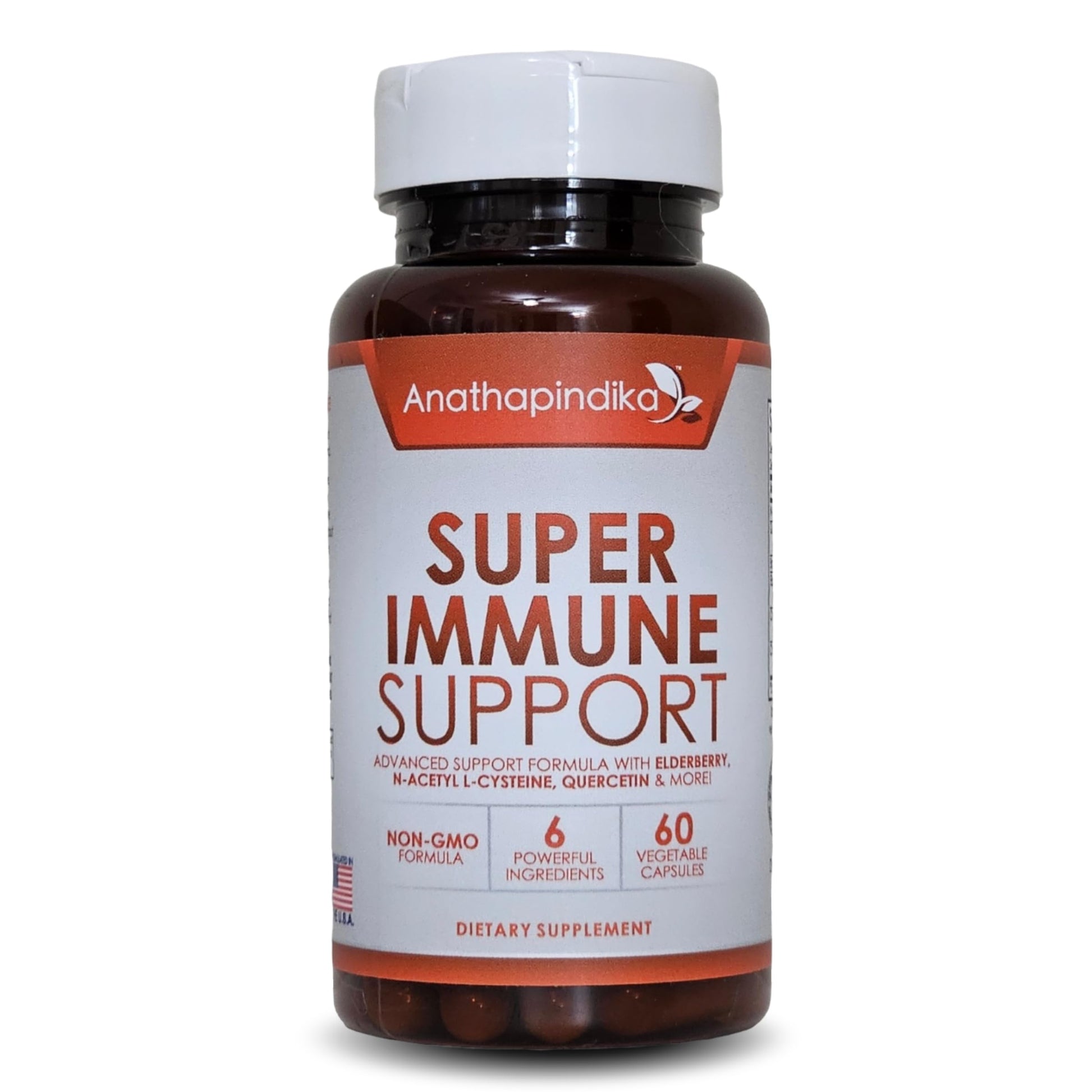 Anathapindika Health Super Immune Support, 6-in-1 Immune Supplement, N-Acetyl Cysteine (NAC), Quercetin, Elderberry, Chlorella, Chaga & Bromelain Capsules, 60 Count