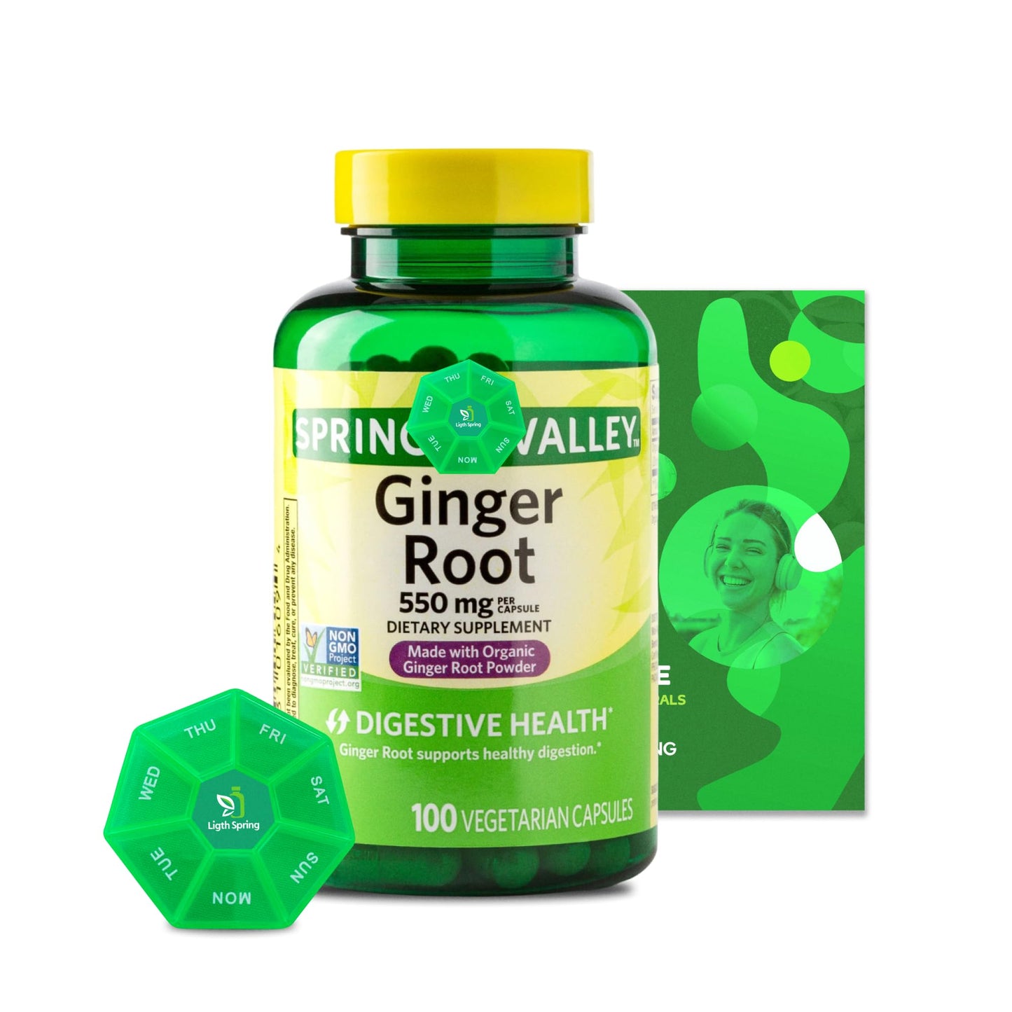 LightSpring Ginger Root 550 mg Capsules, 100 Count