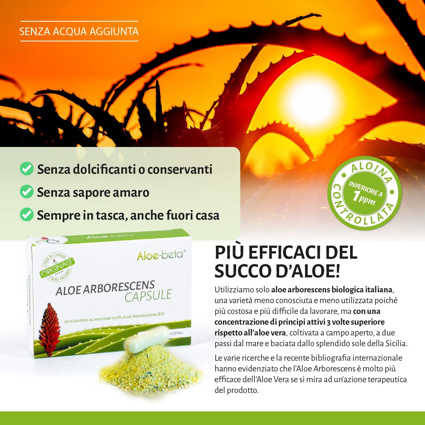 Aloe-beta Aloe Arborescens Natural Power Capsules, 0.53 oz