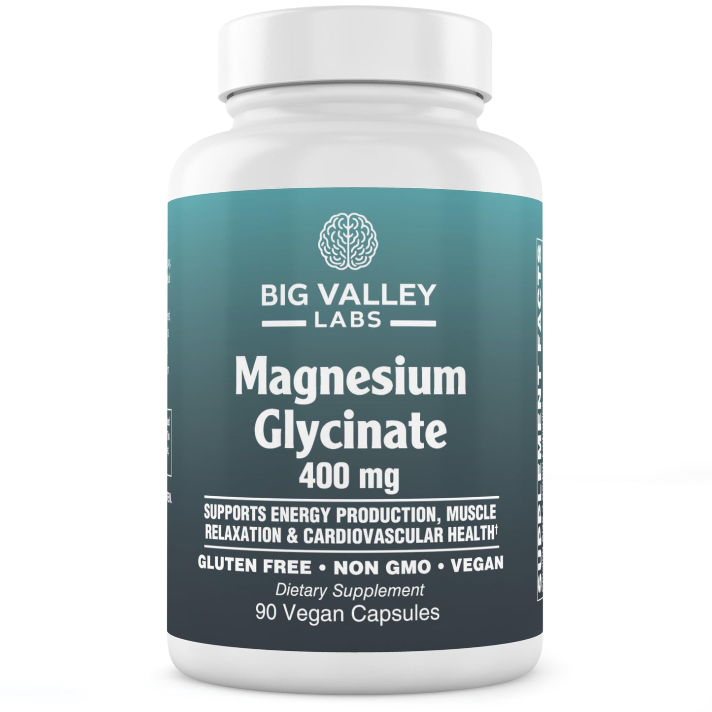Big Valley Labs Magnesium Glycinate 400mg High-Absorption Chelated Magnesium for Muscle, Nerve & Energy Support, 90 Capsules
