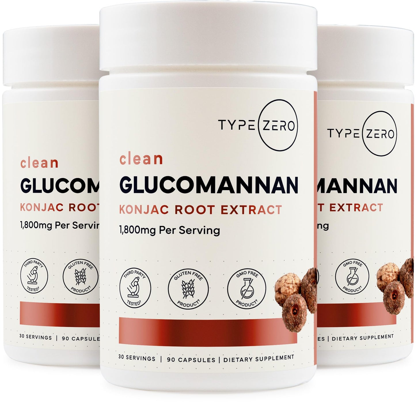 Type Zero Clean Glucomannan Konjac Root Extract (1,800mg) Capsule, 90 Count