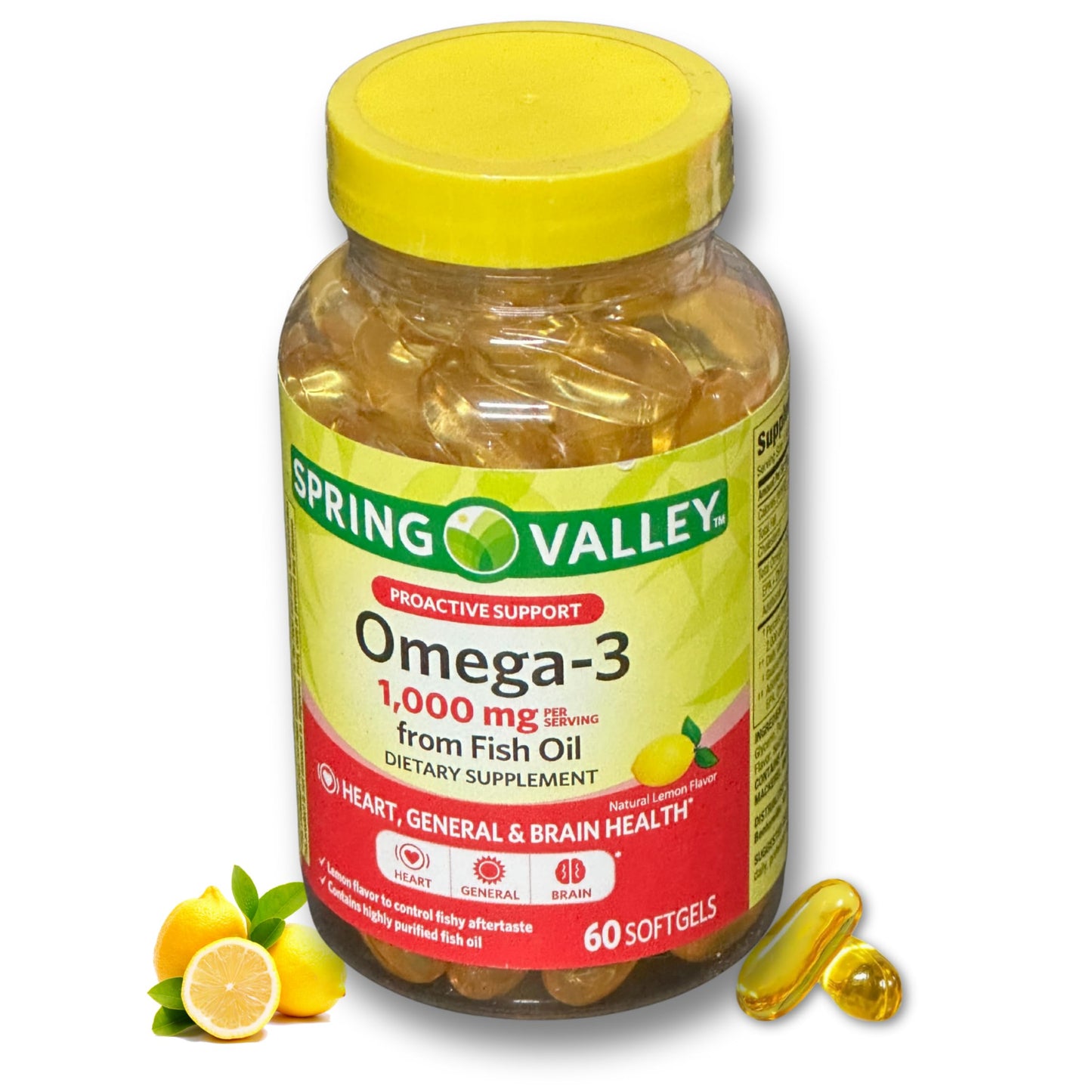 Fusion Shop Store Omega-3 1000mg Fish Oil Softgels, 60 Count