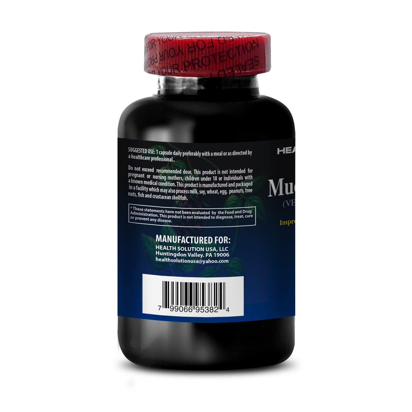 Health Solution Prime Mucuna Pruriens Velvet Bean Extract 350 mg Capsules 180 Count