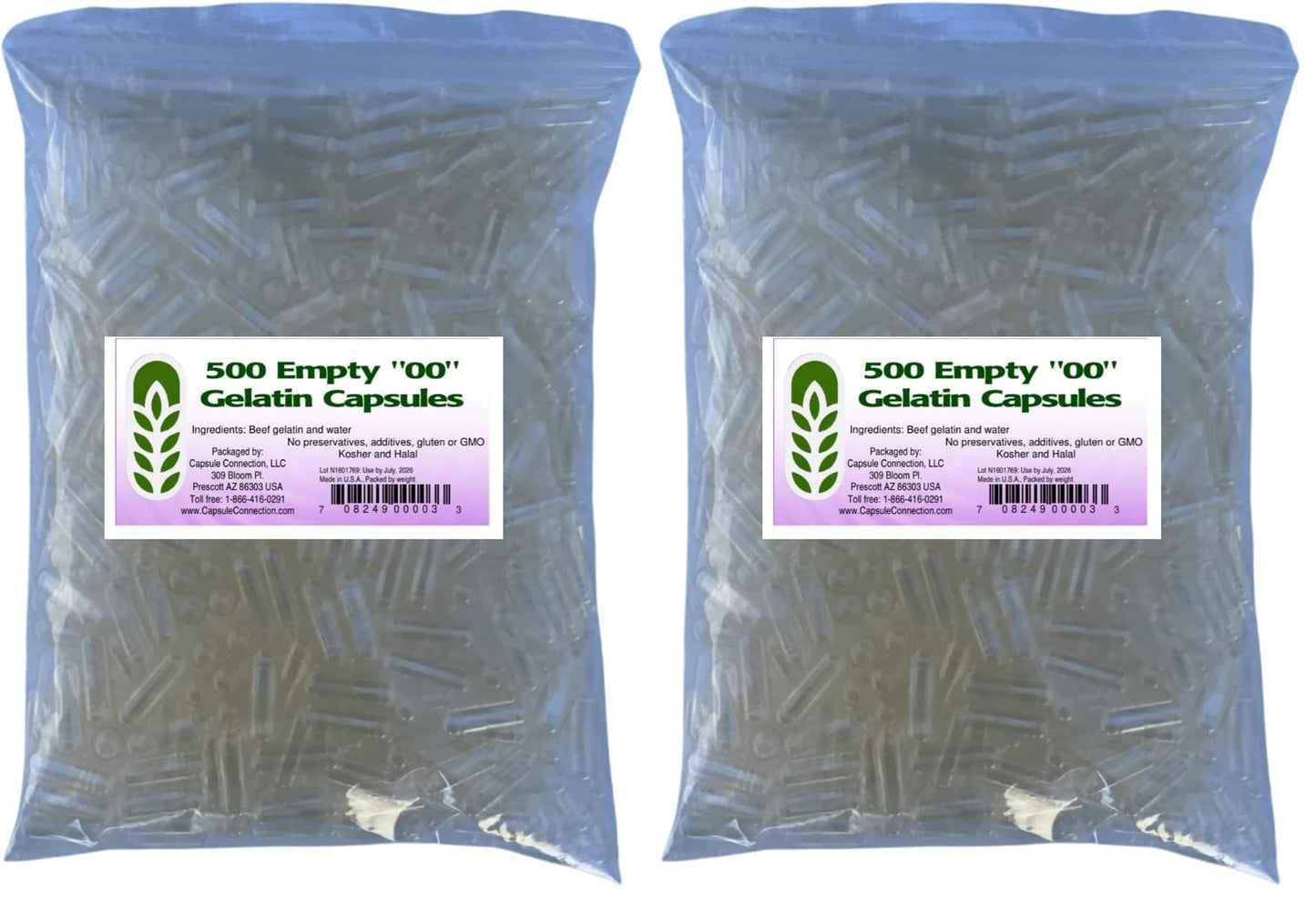 Capsule Connection USA-Made Empty Gelatin Capsules, Capsule, 1000
