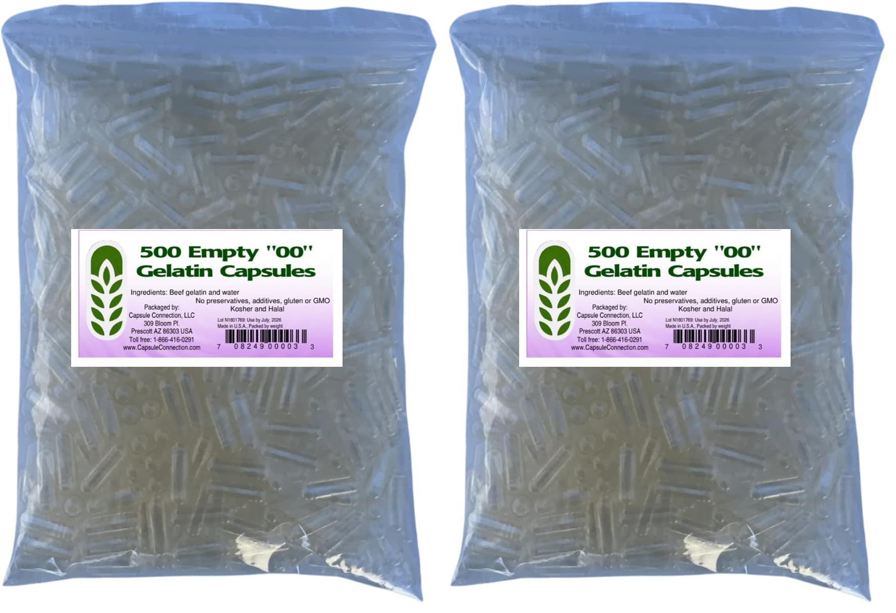 Capsule Connection USA-Made Empty Gelatin Capsules, Capsule, 1000