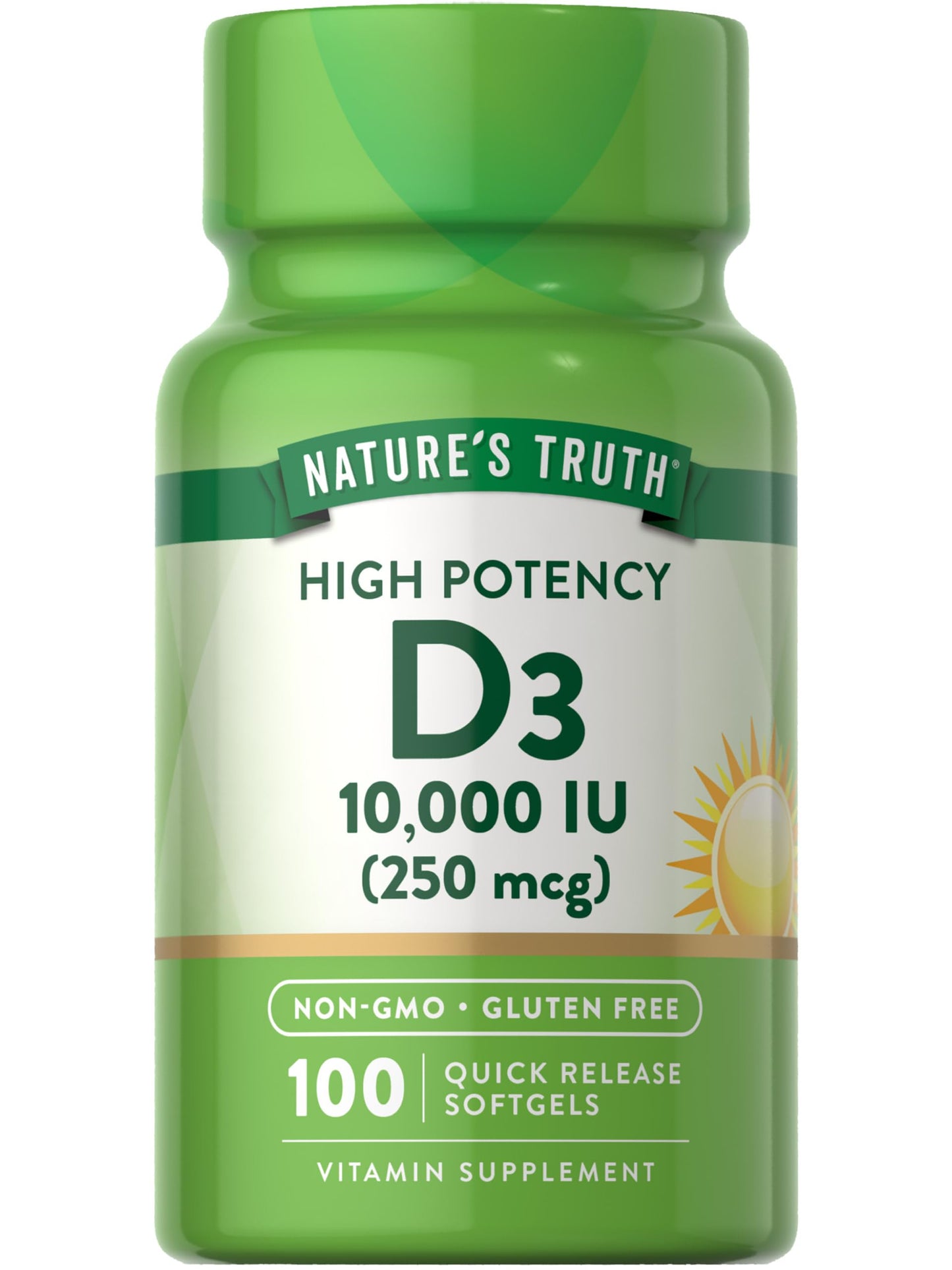 Nature's Truth D3 Vitamin 10,000 IU Softgel 100 Count