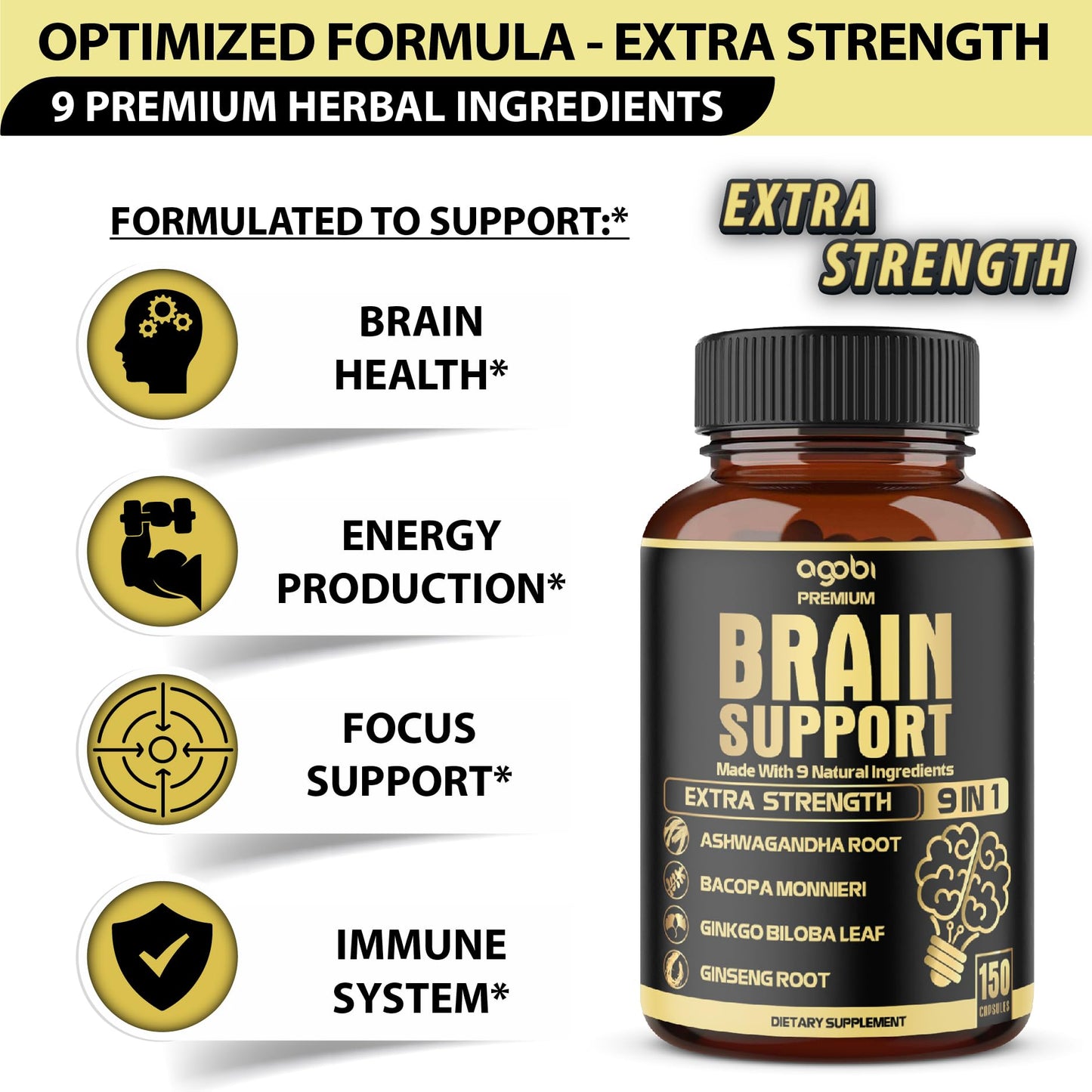 agobi 9in1 Brain Support Supplement Capsule, 150 Count