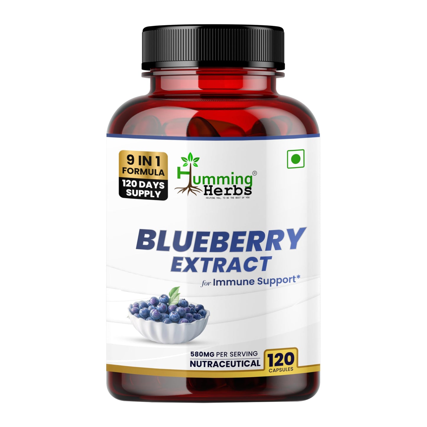 Humming Herbs Blueberry & Bilberry Extract Capsules, 120 Count