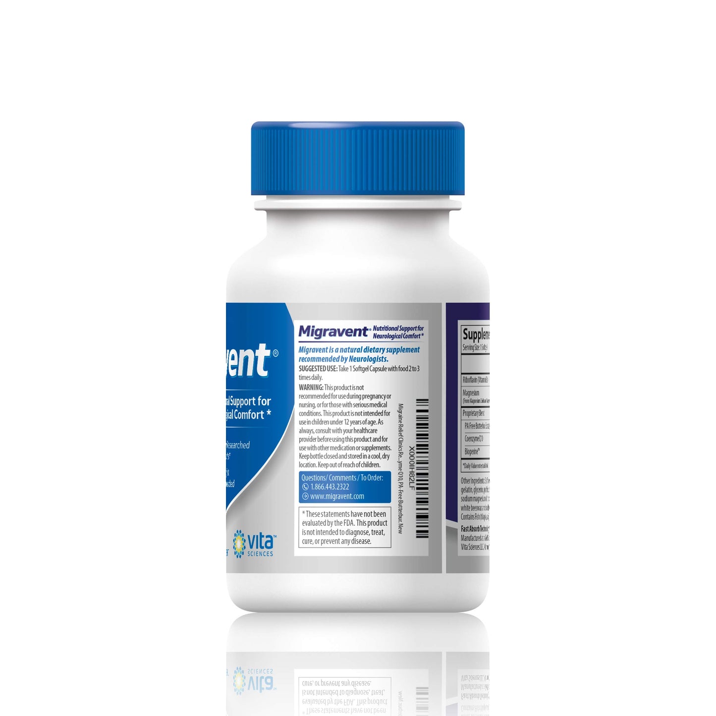 Vita Sciences Migravent Advanced Nutritional Formula with Magnesium, CoQ10, Vitamin B2, and Butterbur for Brain and Circulatory Wellness Softgels 60