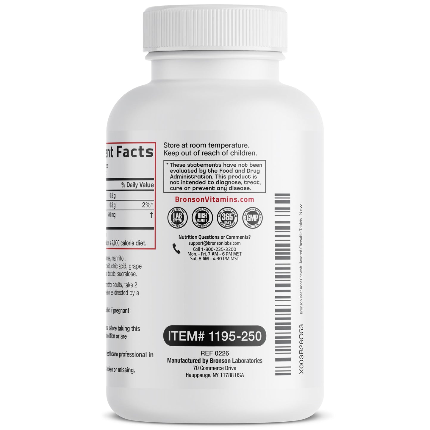 Bronson Beet Root Chewables 250 Count