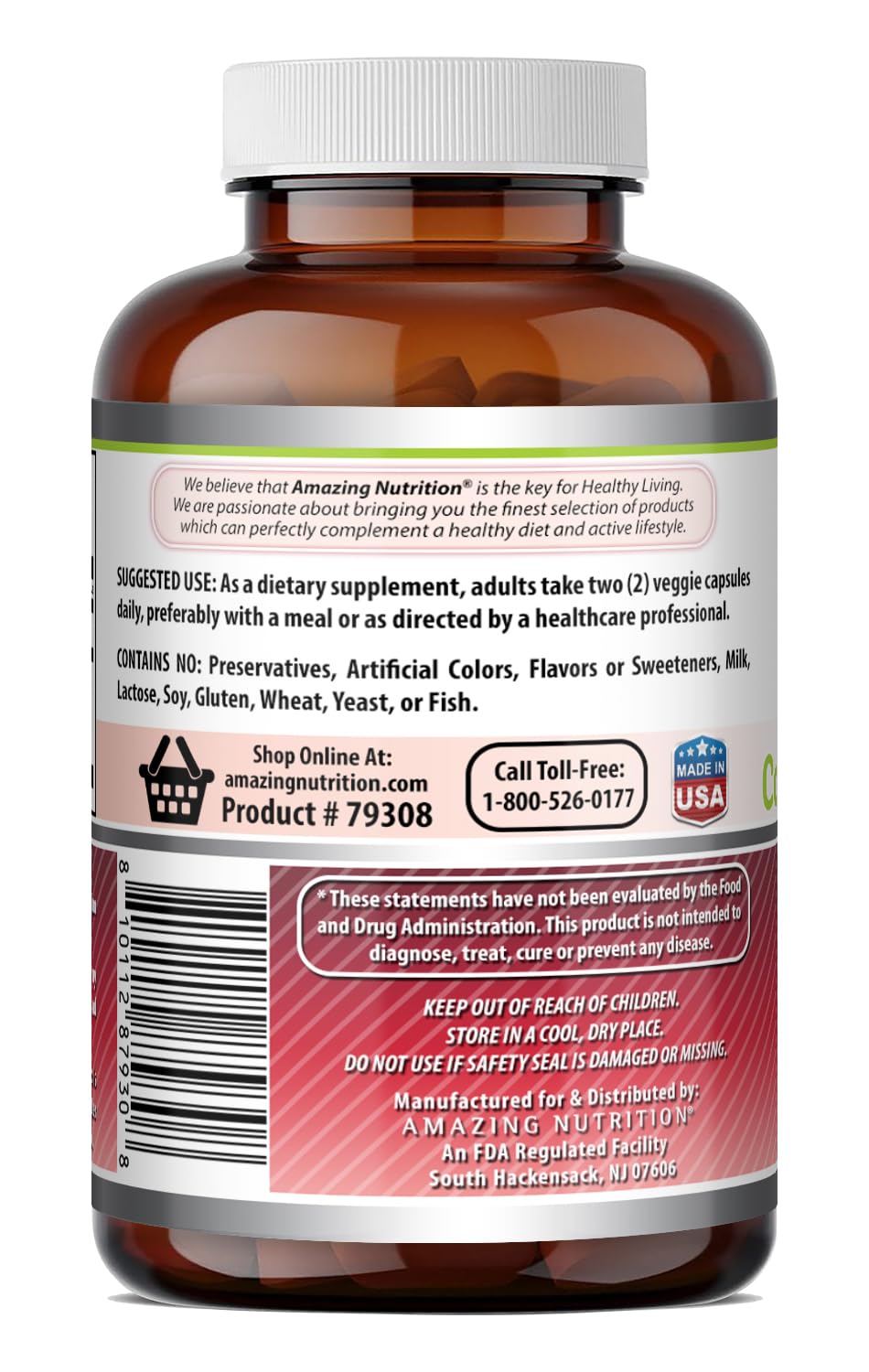Amazing Nutrition Cranberry 600 Mg 50:1 Concentrate with Vitamin C Supplement Capsule 240 Count