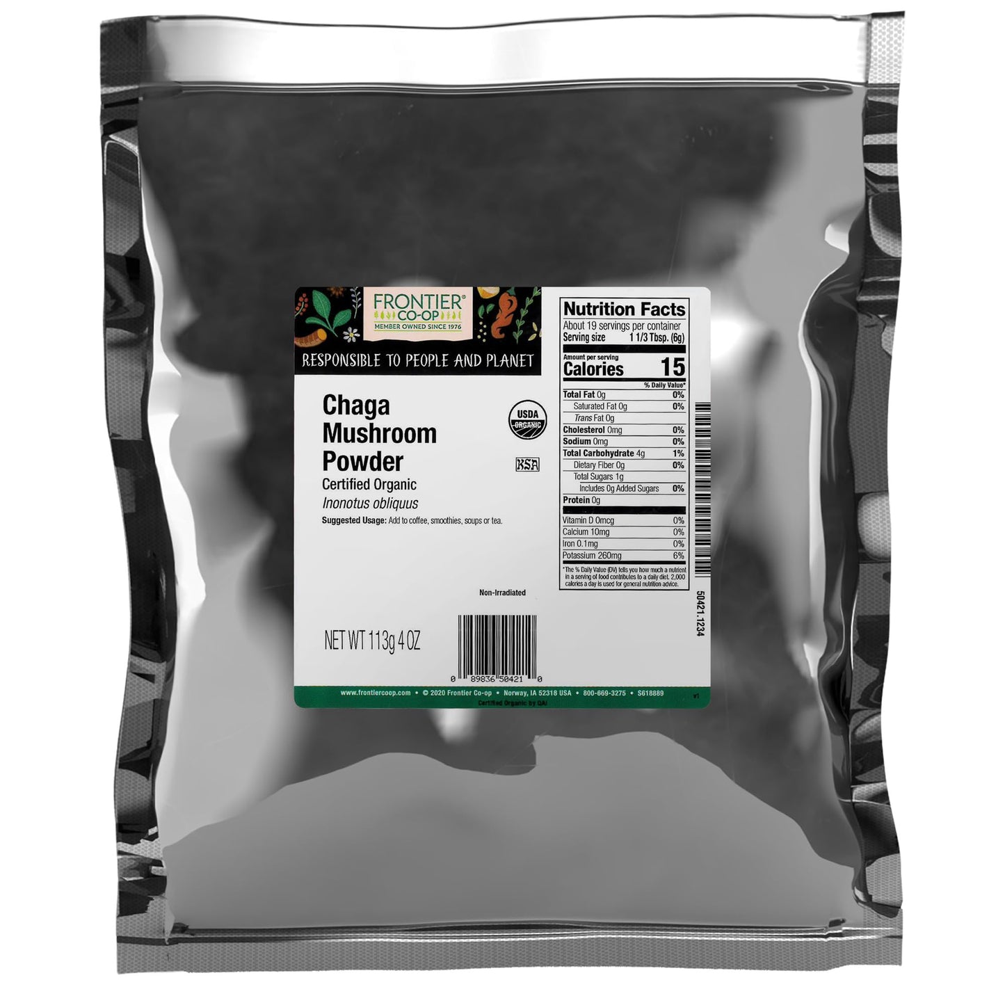 Frontier Co-op Organic Chaga Mushroom Powder 4 Ounce