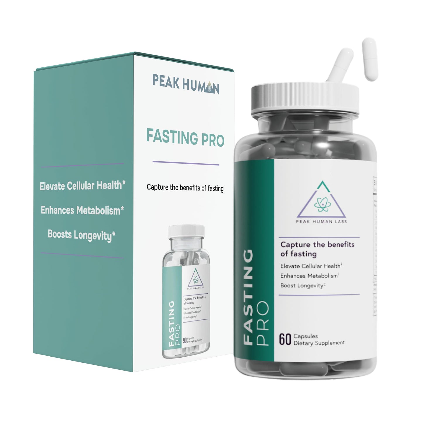 Peak Human Fasting Pro NAD + NMN + Trimethylglycine (TMG) + Spermidine 12-Ingredient Formula for Autophagy, Cellular Cleansing, and Healthy Aging Support Capsules, 1 Count