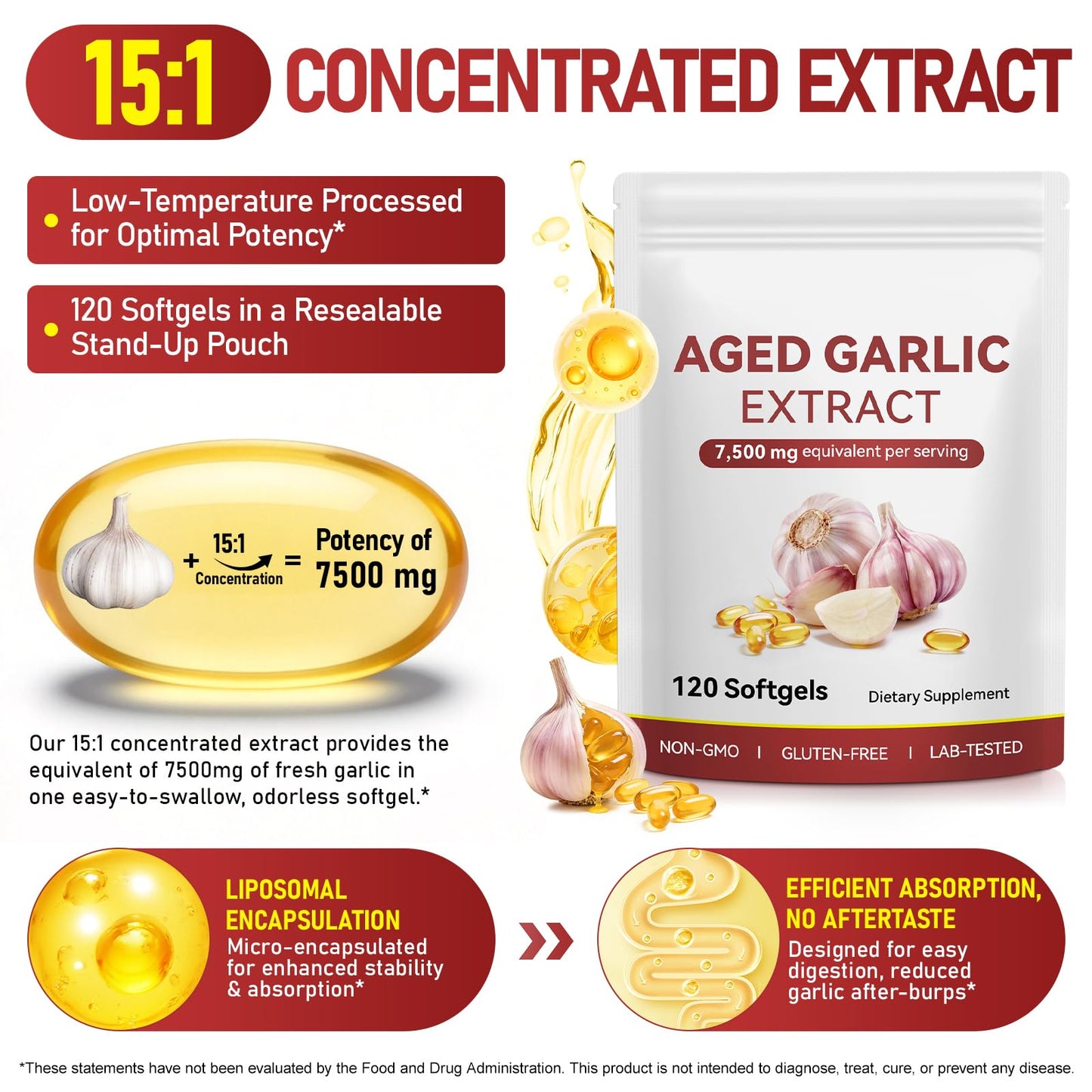 vopxccvy Fermented Odorless Garlic Softgels 120 Count