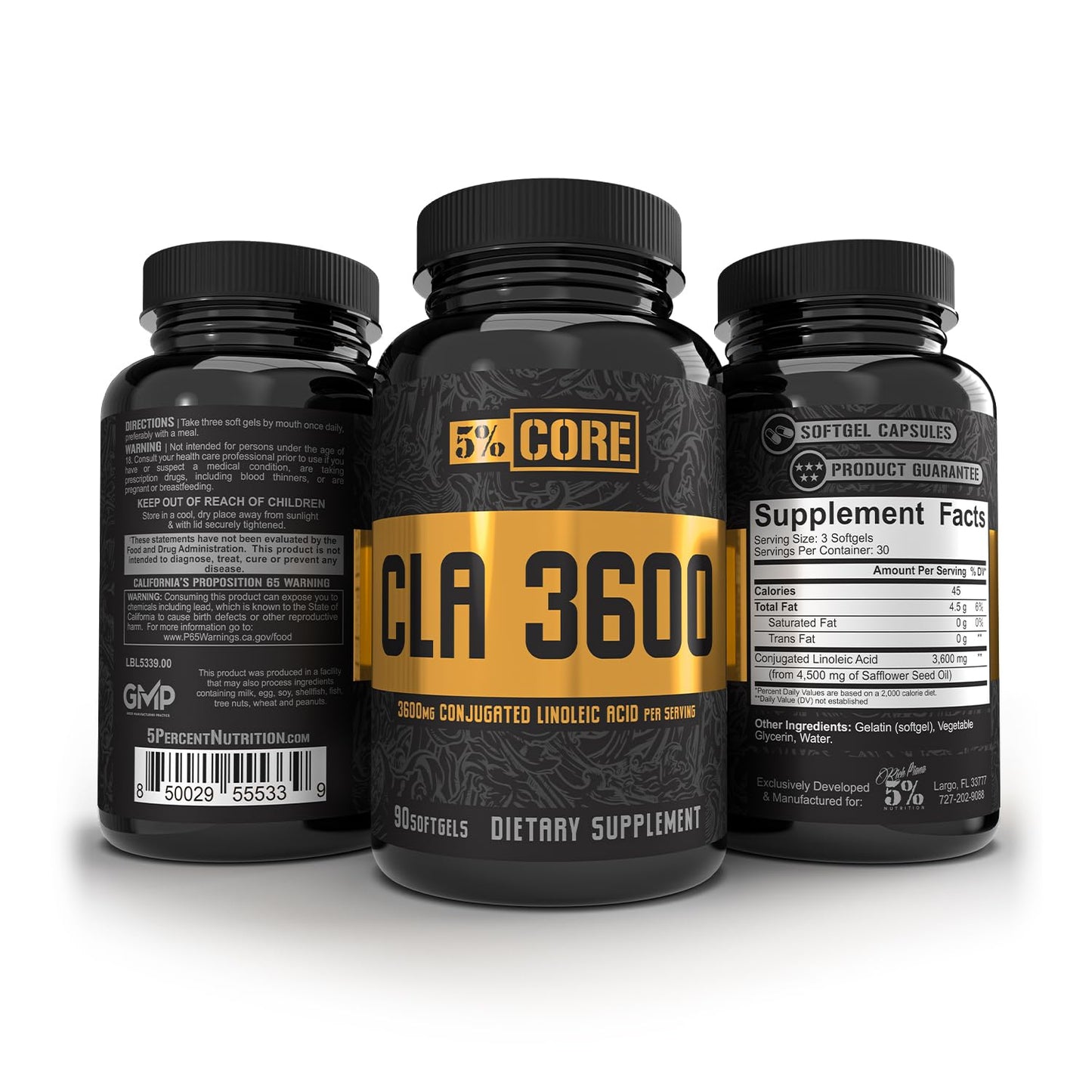 5% Nutrition Core CLA Supplement for Weight Loss, Metabolism Support & Muscle Preservation Softgels, 90 Count