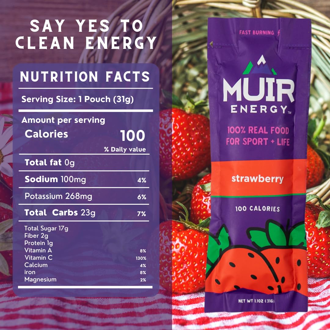 Muir Energy Strawberry Real Food Energy Gel 10 Pack