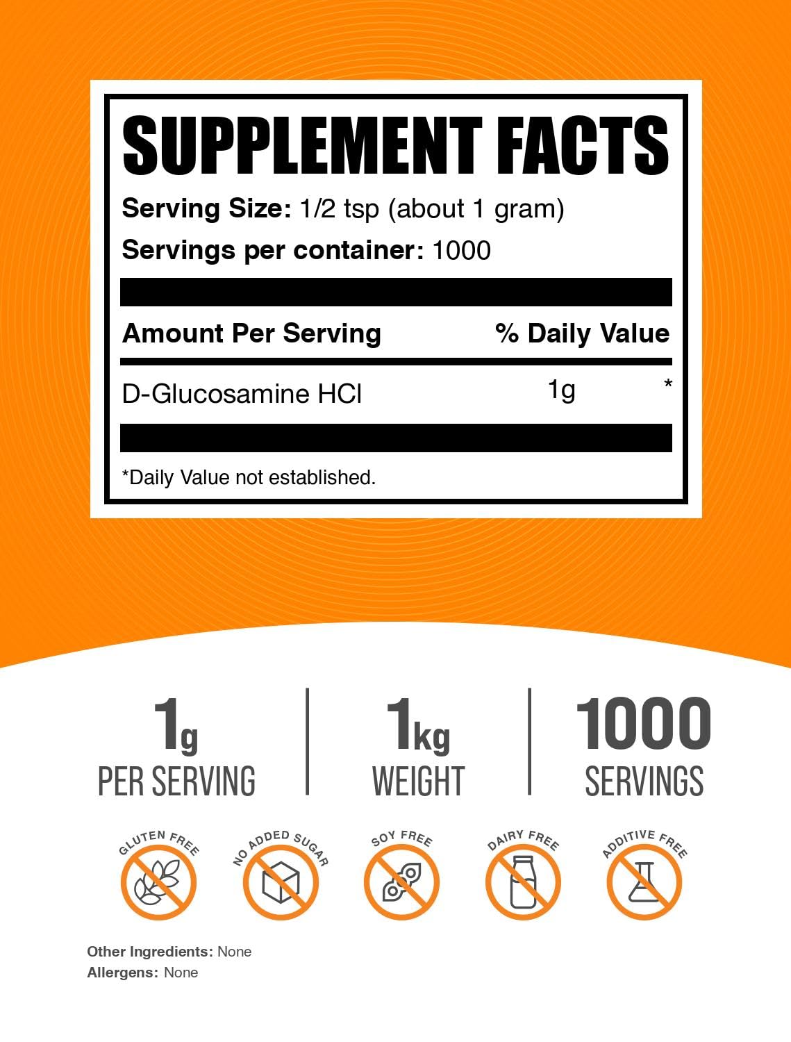 BulkSupplements Glucosamine HCl Powder 2.2 lb