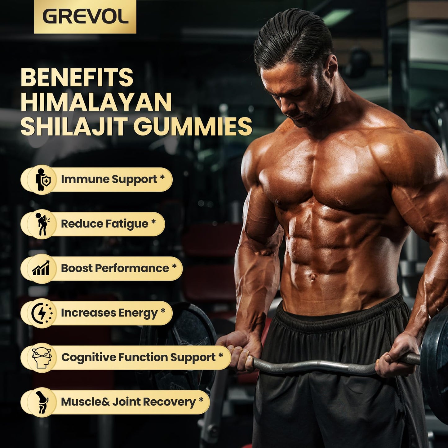 Grevol Himalayan Shilajit Gummies with Ashwagandha 60 Gummies