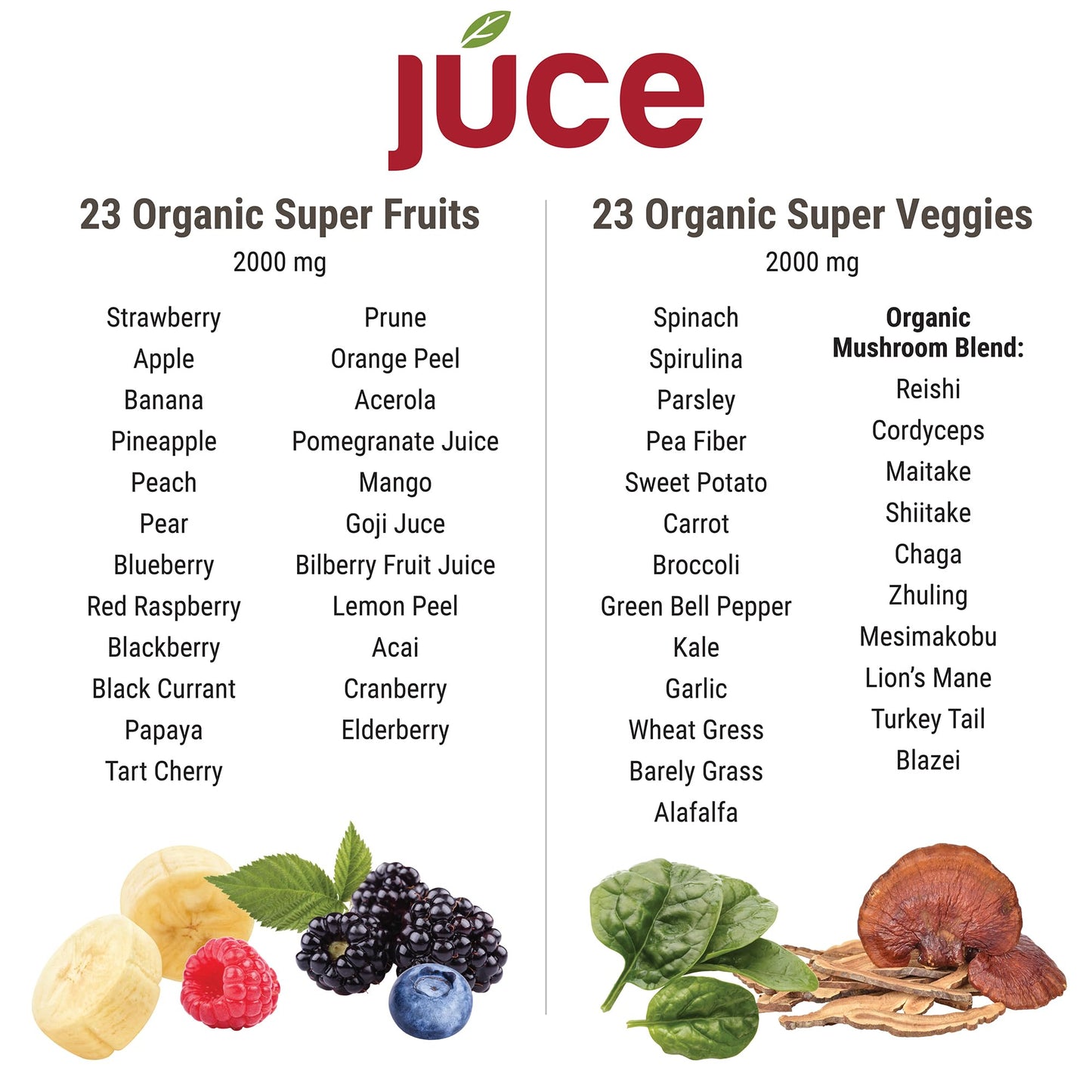 Terra Kai Organics Juce Original Formula Organic Super Fruit & Veggies Supplement Reds & Greens Superfood Capsules, 180 Capsules