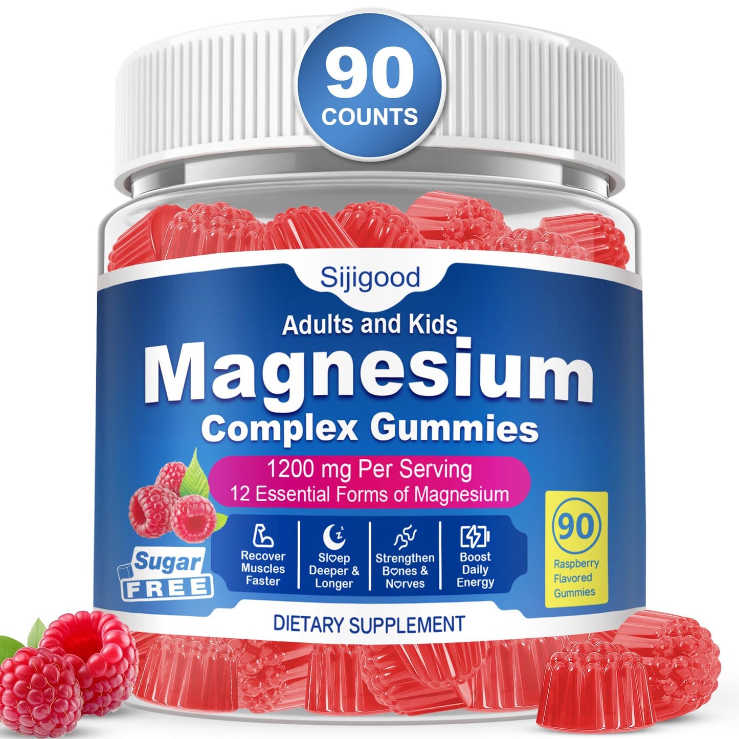 Sijigood Magnesium Complex Gummies with Ashwagandha, 90 Count