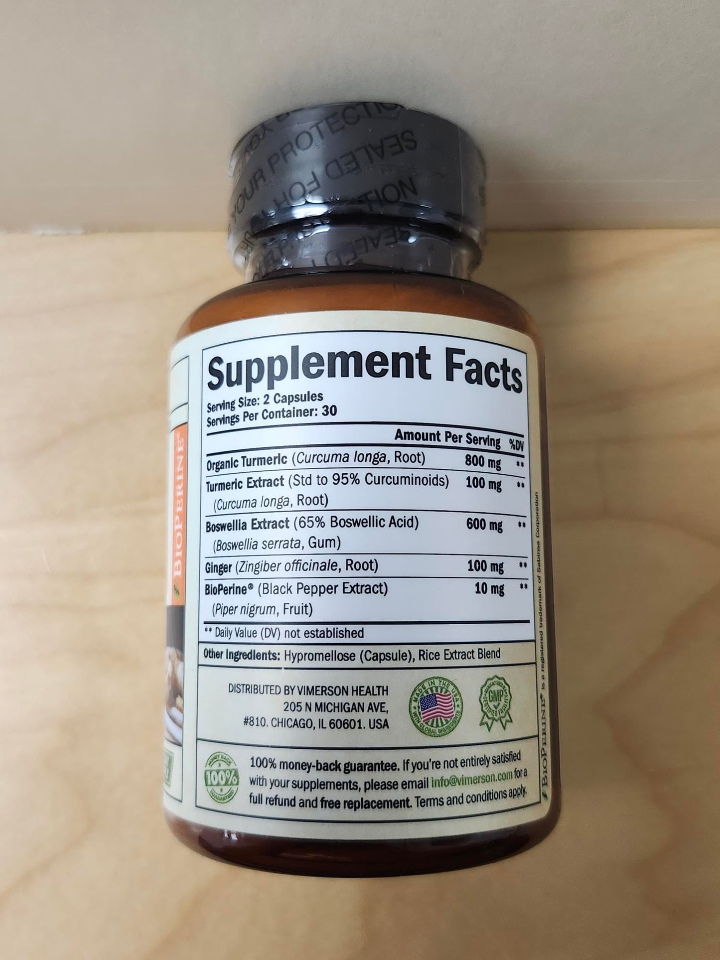 Vimerson Health Boswellia Turmeric Curcumin Supplement with Hemp Seeds & Lemon Balm Extract – Joint Health & Mobility – Black Pepper for Absorption – Natural Joint Supplement Capsule 120 Count