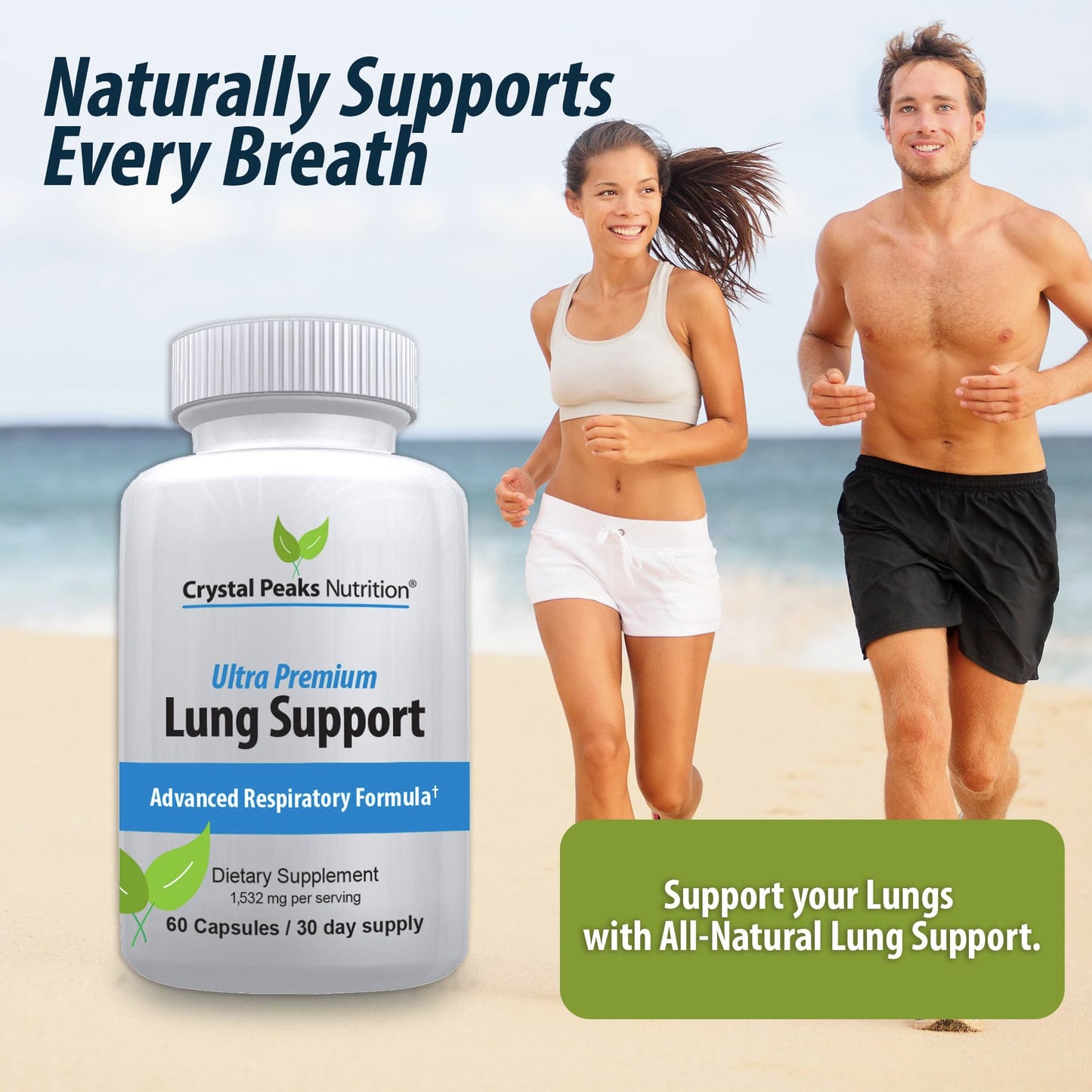 CRYSTAL PEAKS NUTRITION Lung Support Detox Supplement, 60 Capsules