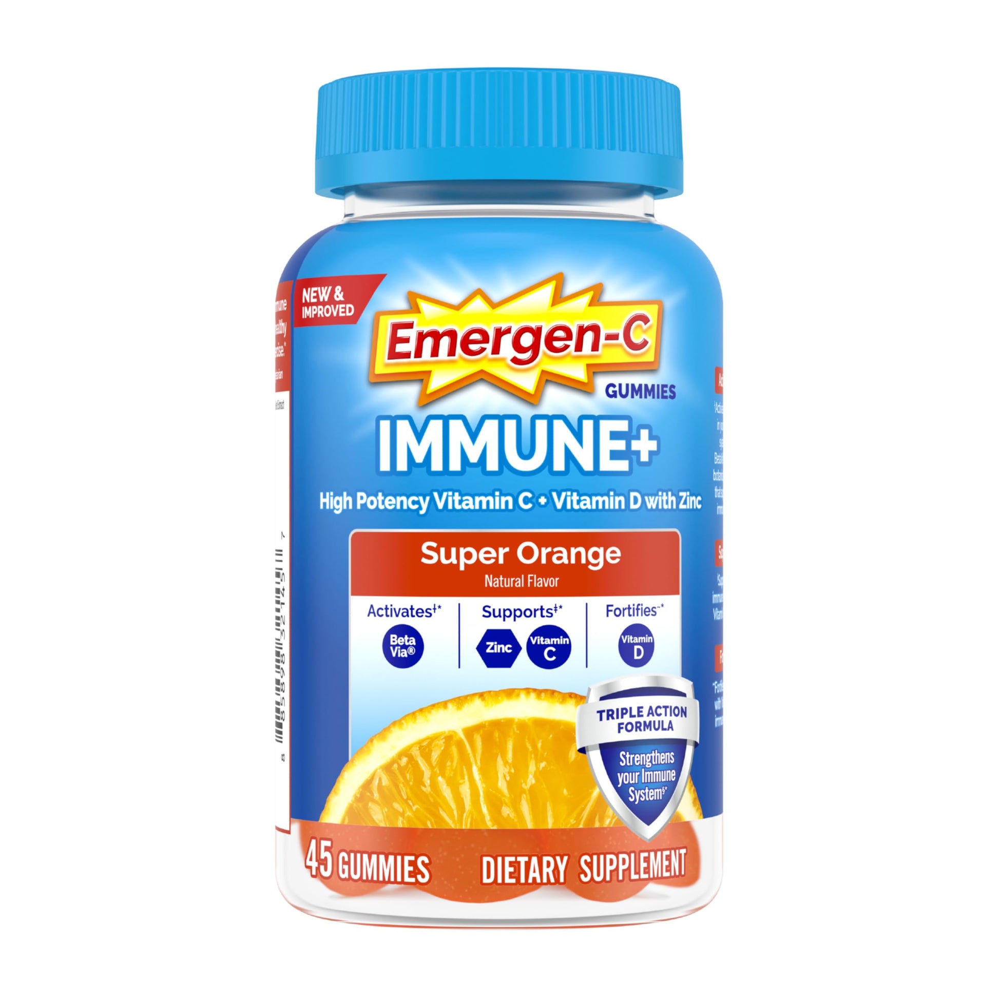 HALEON Emergen-C Immune+ Triple Action Immune Support Gummies, 45 Count