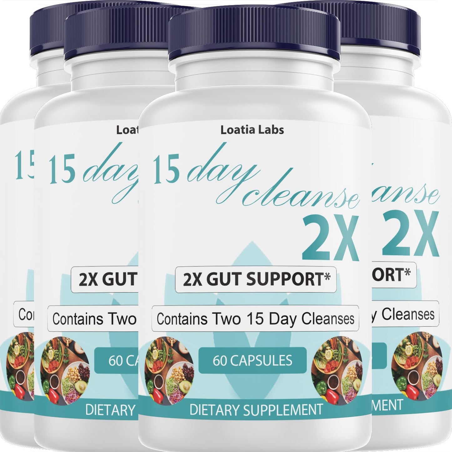 Loatia Labs 15 Day Cleanse 2X Double Gut & Colon Support Advanced Gut Cleanse Detox for Women & Men with Alfalfa, Cascara Sagrada, Probiotics & Psyllium Husk Non-GMO Made in USA 240 Capsules