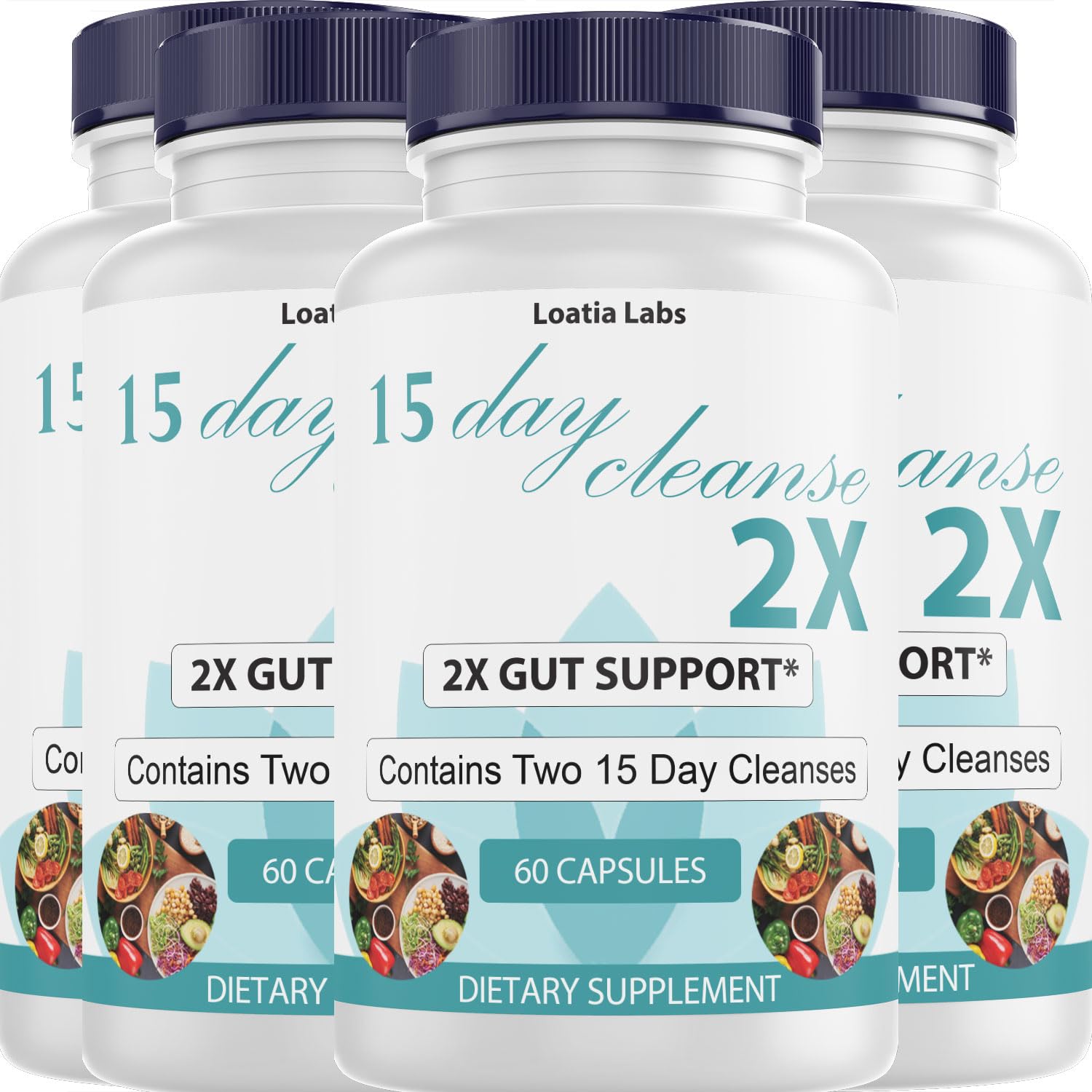 Loatia Labs 15 Day Cleanse 2X Double Gut & Colon Support Advanced Gut Cleanse Detox for Women & Men with Alfalfa, Cascara Sagrada, Probiotics & Psyllium Husk Non-GMO Made in USA 240 Capsules