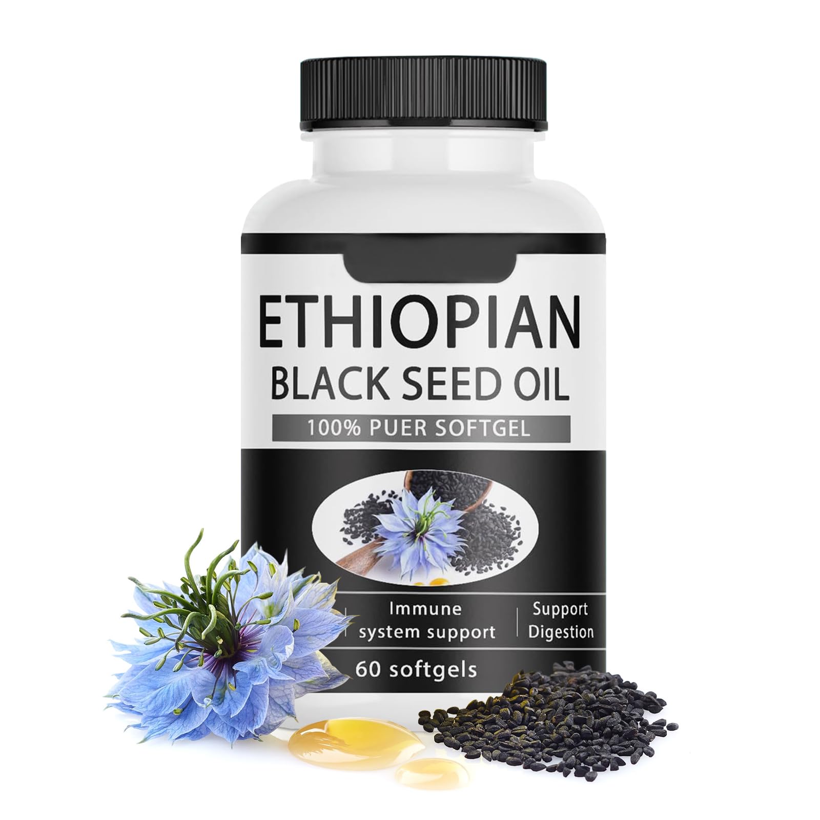elesysy Ethiopian Black Seed Oil Softgels, 60