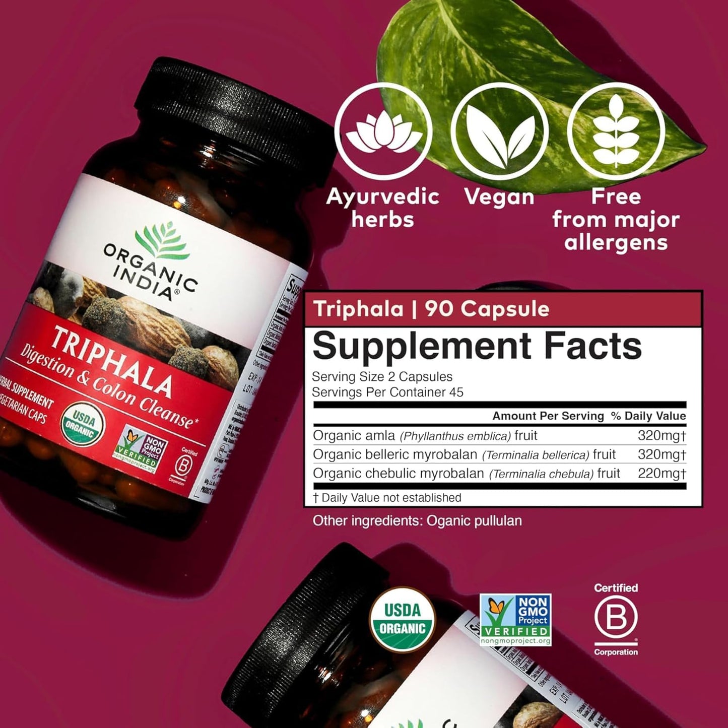 ORGANIC INDIA Triphala Capsules 60 Count