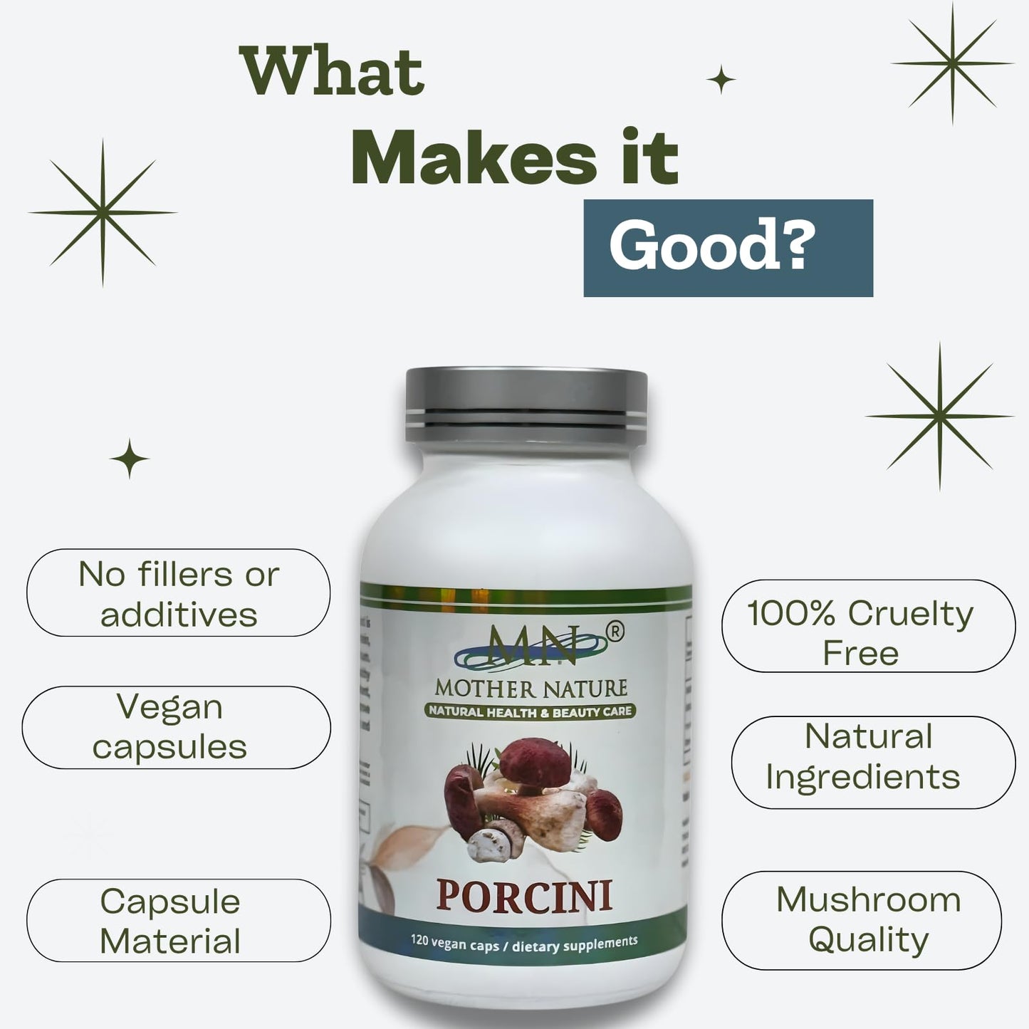 Mn Mother Nature Inc Porcini Mushroom Capsules 1000mg 120 Capsules