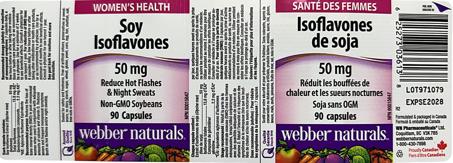 Webber Naturals Soy Isoflavones 50mg Capsules, 90 Capsules
