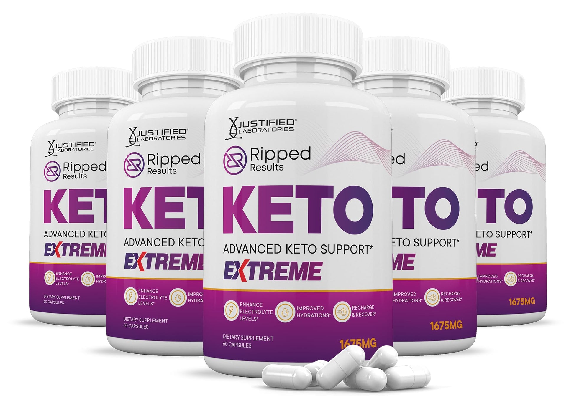 Justified Laboratories Ripped Results Keto ACV Extreme 1675MG Keto Support Blend Capsule 300 Capsules