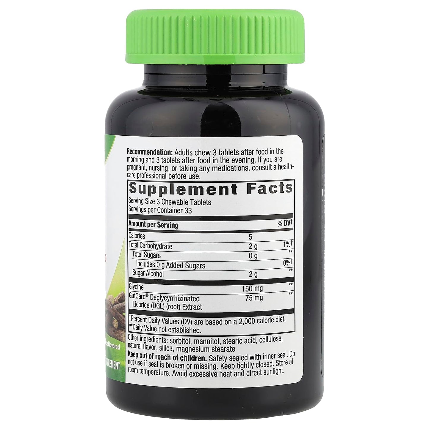 Nature's Way DGL (Without Fructose) Chewable Tablets, 100