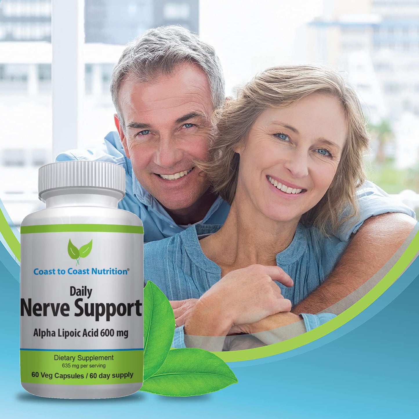Coast to Coast Nutrition Nerve Support - Advanced Nerve Relief with Alpha Lipoic Acid 600 mg, 60 Capsules