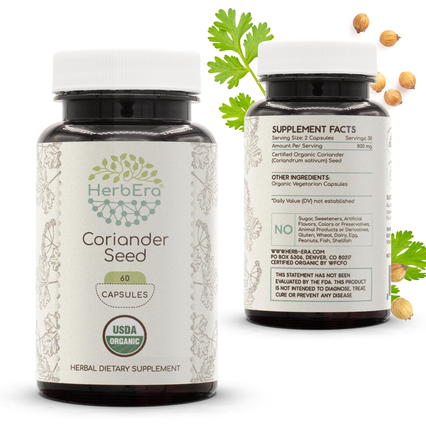 HerbEra Coriander Seed Capsules, 60 Count
