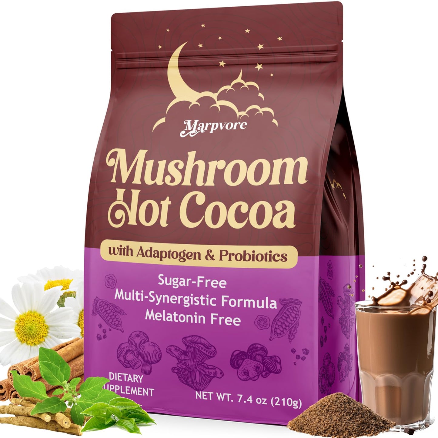Marpvore Mushroom Powder Hot Cocoa, 7.41 Ounce