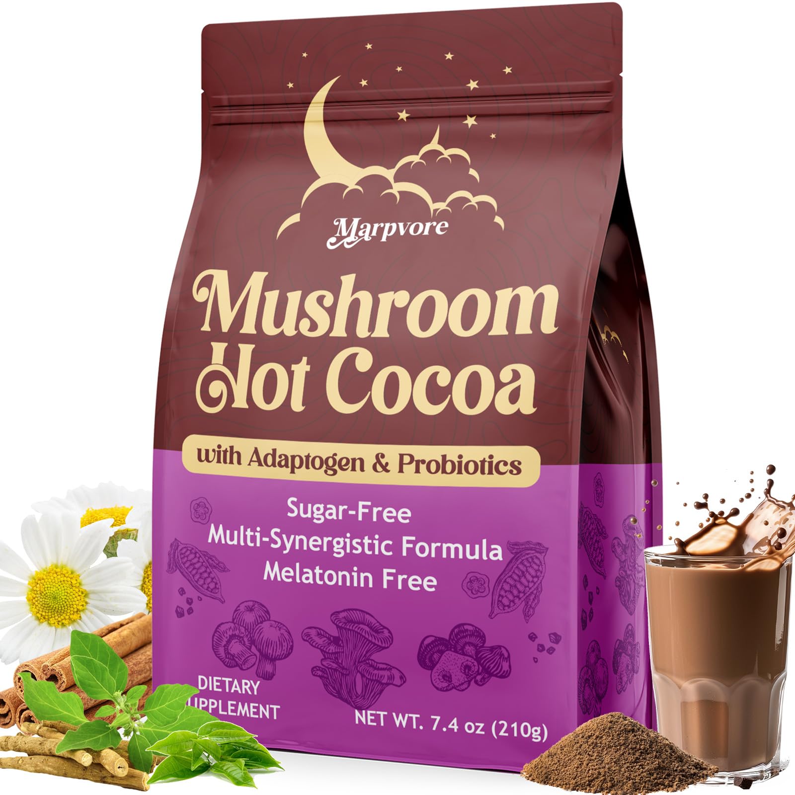 Marpvore Mushroom Powder Hot Cocoa, 7.41 Ounce