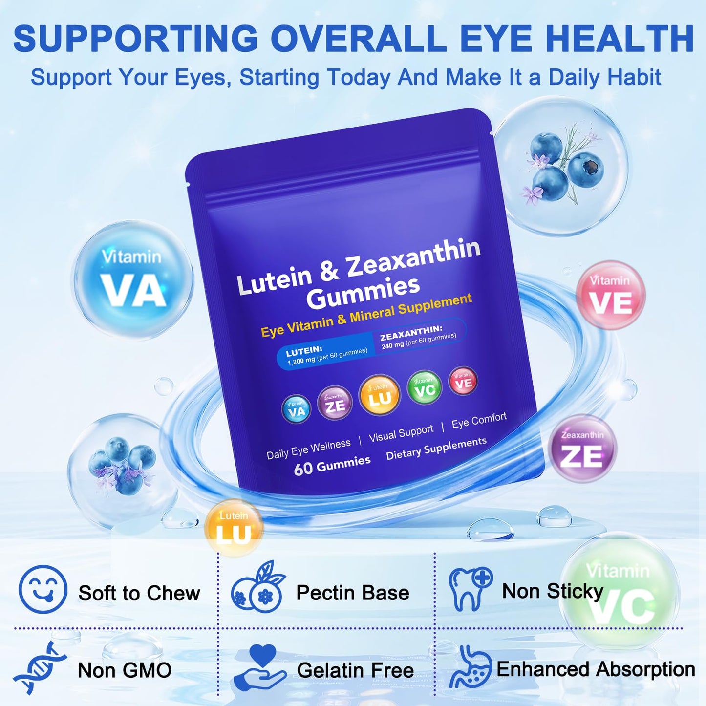 NVXNMSD Lutein Gummies with Zeaxanthin, 60 Count