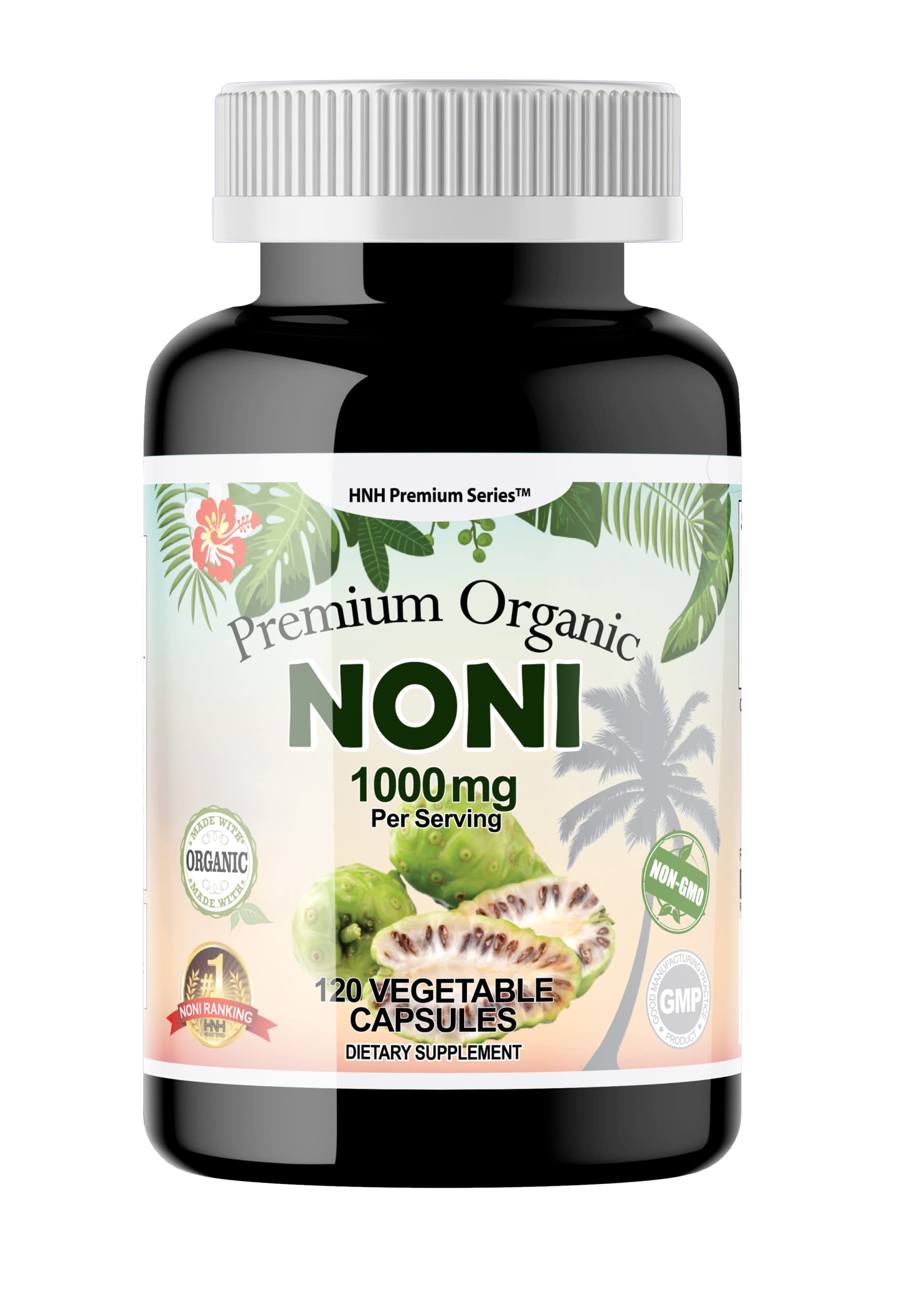 Dr.K&C HNHusa Premium Organic Noni 1000 mg Capsules, 120 Count